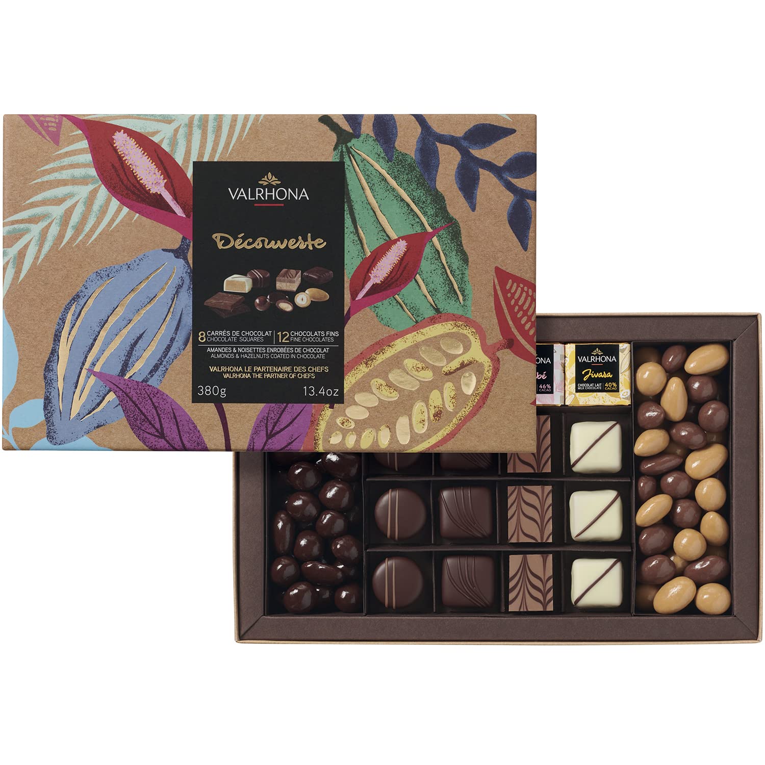 Discovery Gift Box Dark, Milk & Dulcey Inspired from French pastries: Millefeuille, Crème caramel, Paris-Brest; Manjari 64% Dark Chocolate, Guanaja 70% Dark Chocolate, Caraibe 66% Dark Chocolate, Jivara 40% Milk Chocolate, Bahibe 46% Milk Chocolate; Milk, Dark and Dulcey 13.4 Ounce (Pack of 1)