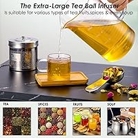 Vista 4 de Paquete de 2 filtros de té extra grandes para té de hojas sueltas y bolas de especias para cocinar sopa de acero inoxidable 304, colador de té