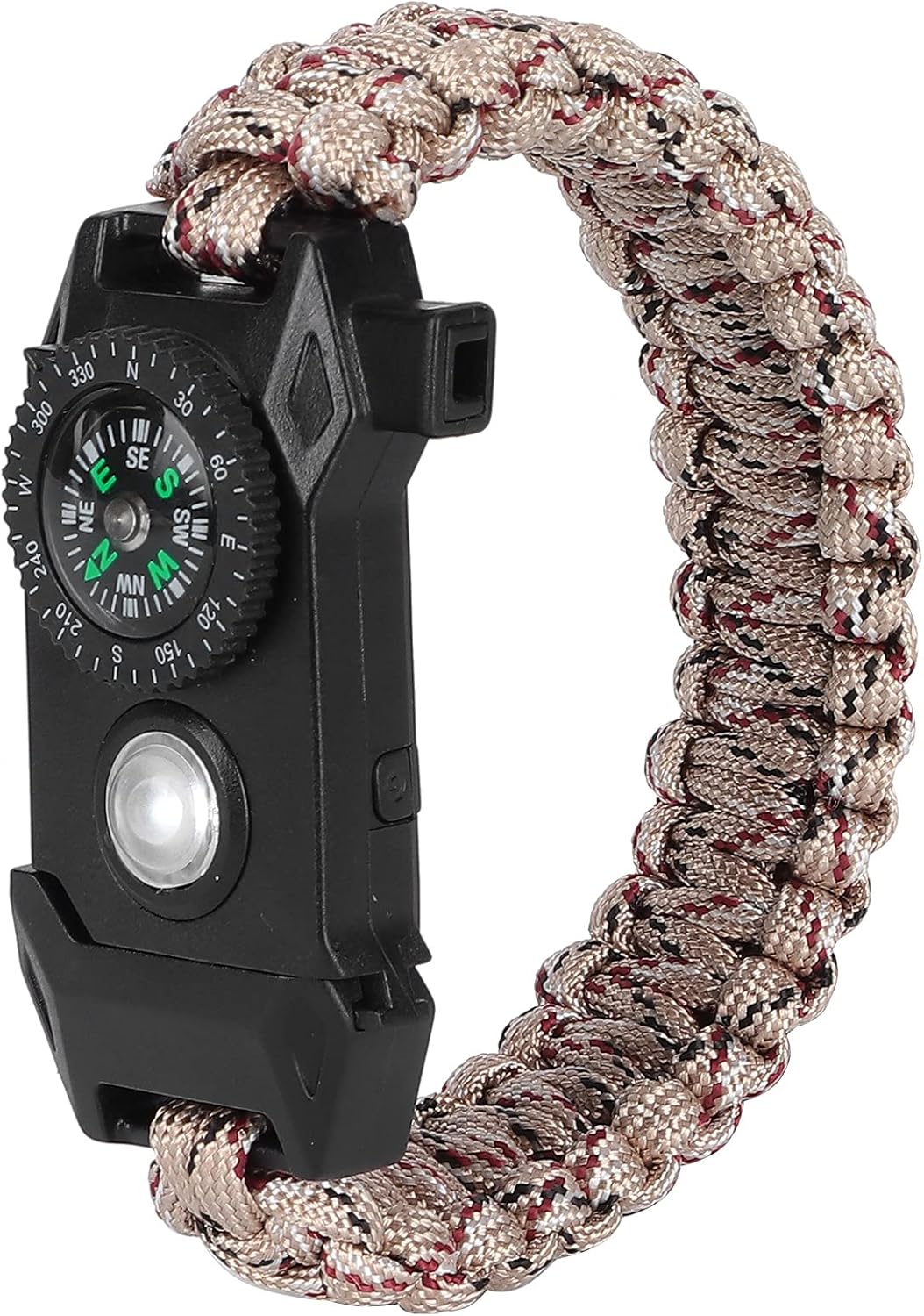Cait Pulsera de Supervivencia Paracord, Potente Mini Pulsera de Paracord Portátil Universal con Luz de Cuchillo para Exteriores para Acampar