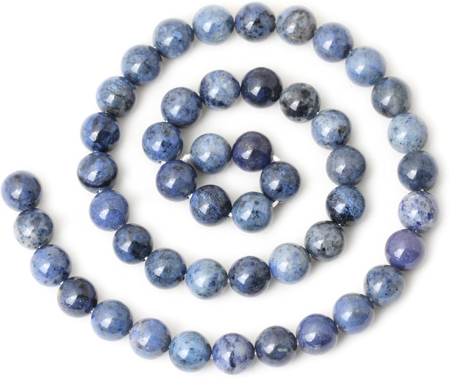 45PCS 8mm Natural Blue Dumortierite Stone Round Loose Beads for Jewelry Making DIY Bracelet Necklace Materials 1 Strand 15" Blue Dumortierite 8mm