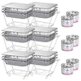Disposable Chafing Dish Buffet Set - Set of 6 / 36pc - Half-Sized Catering Chafers and Buffet Warmers, Buffet Server, Food Warmers for Parties, Catering Supplies for Party - Includes Fuel Cans