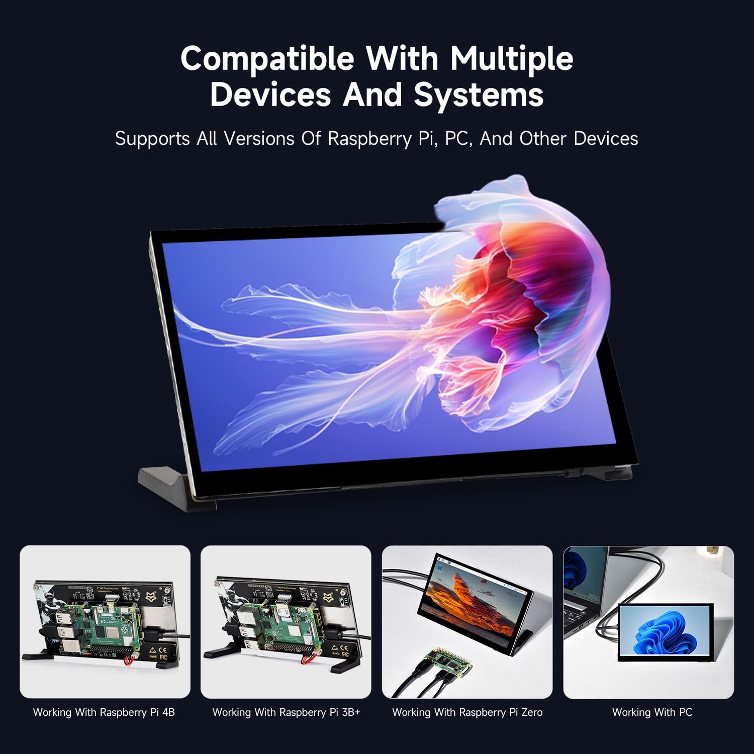 KLAYERS LUCKFOX Touchscreen for Raspberry Pi,7 inch HDMI 1024x600 Portable Monitor Compatible with Raspberry Pi 5/4/4B/3/3B/Zero 2 W/All Pi Version,Plug & Play LCD IPS Display with Stand