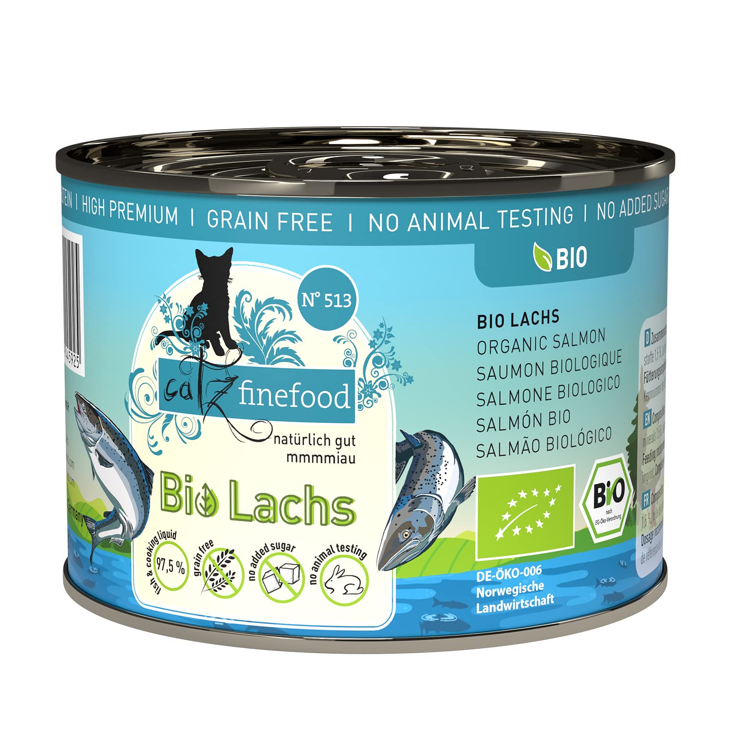 Katzenfutter nass Lachs 6x200g catz finefood Bio…