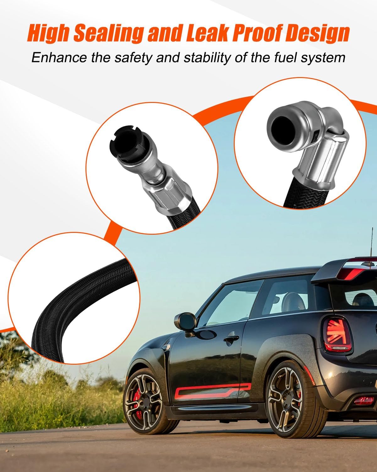 Fuel Feed Line Hose Fit for Mini Cooper R55 R56 R57 R58 R59, Inlet to High Pressure Fuel Pump Line Replace 16122754462 13537605189