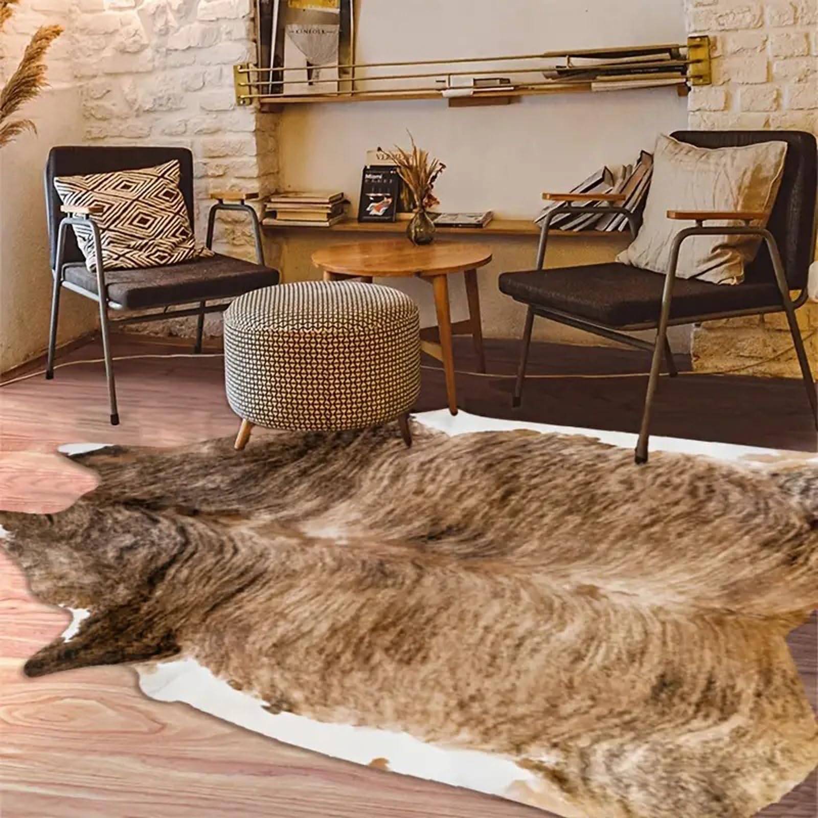 Tapis à Imprimé Zèbre, Tapis Peau de Vache Synthétique, Tapis de Salon en Suède Artificiel Doux, pour Cuisine, Chambre à Coucher, Bureau