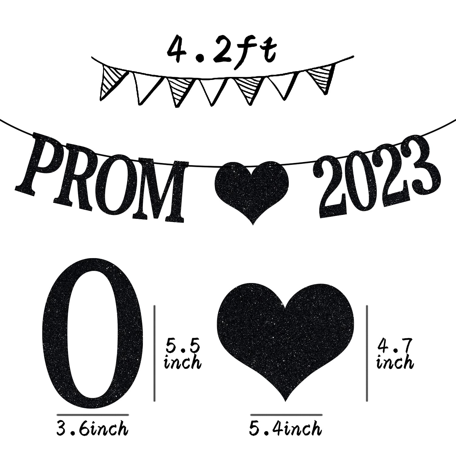 Class Of 2023 Graduation Banner - Black Glitter Prom & High School/College Party Decorations Supplies - View #2