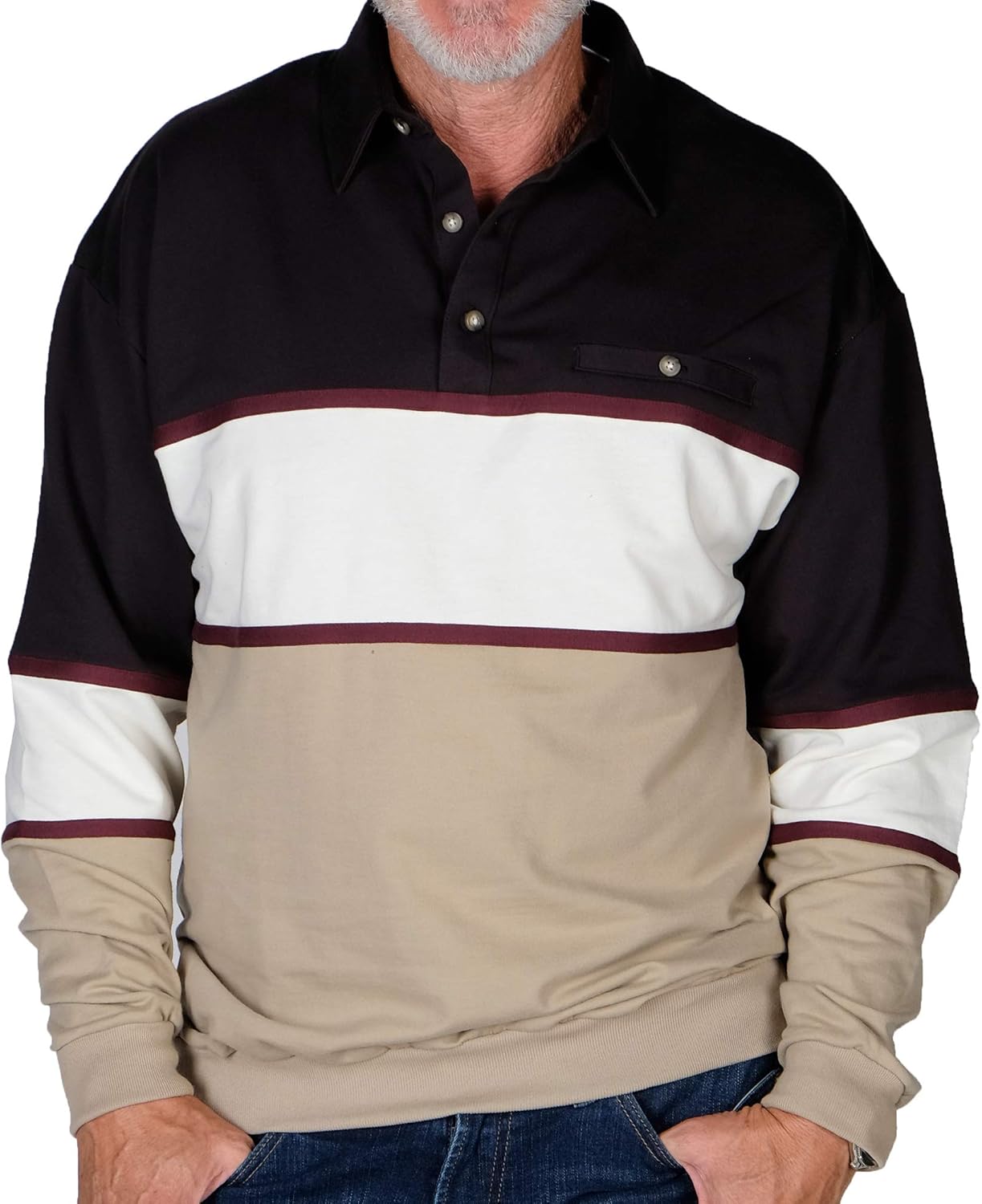 Classics Long Sleeve Horizontal Stripes Banded Bottom Shirt 6094-739 Green