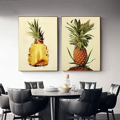 Amazon パイナップル植物の花のポスターとプリントトロピカルフルーツキャンバス絵画リビングルームのモダンなウォールアート家の装飾写真50x70cmx2フレームなし ウォールステッカー オンライン通販