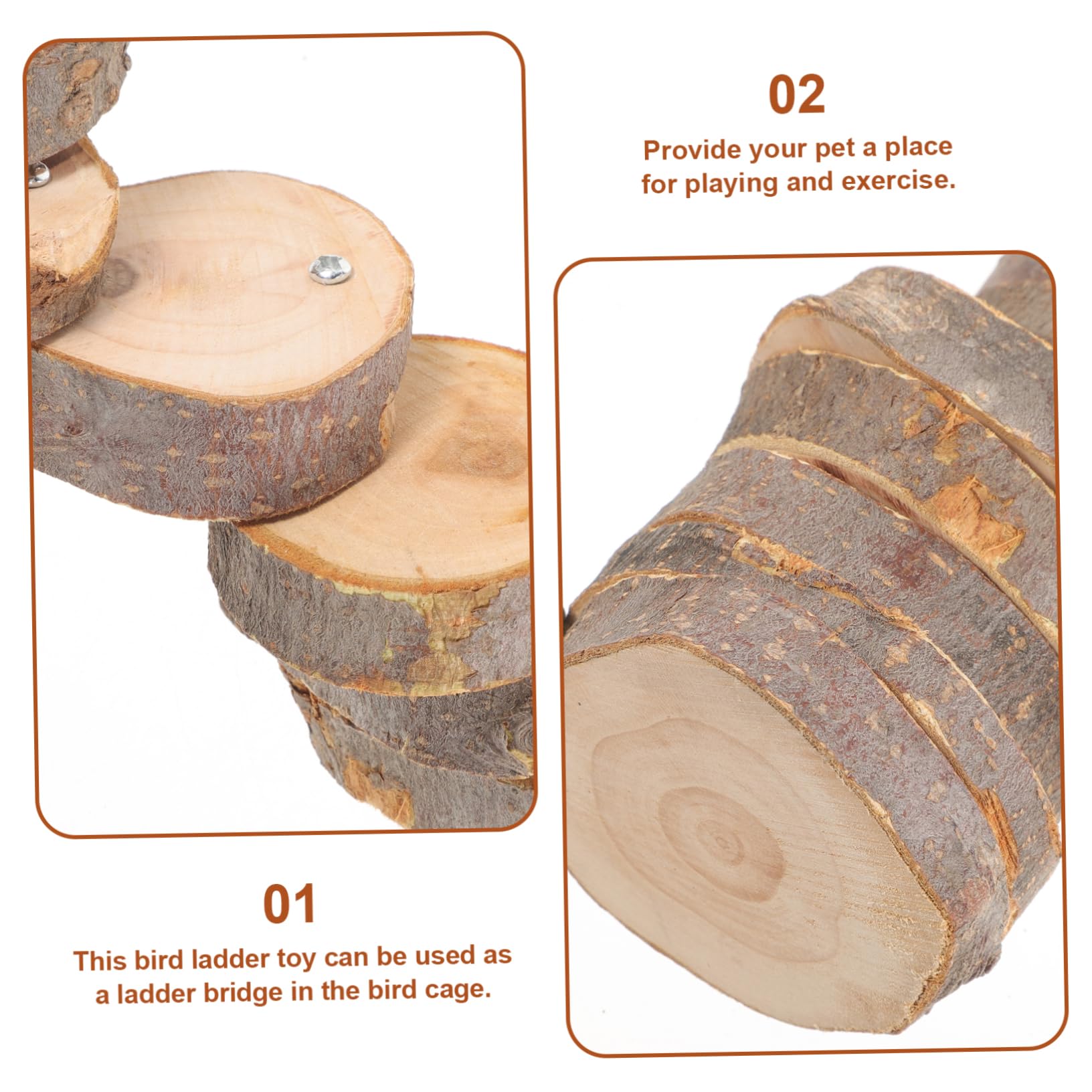 Abaodam Parrot Ladder Wooden Bird Cage Ladder for Birds Claw Grinding Accessory for Parakeets Macaws Hamsters and More Rungs Approx