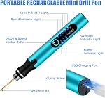 Uolor 3-Speed Sans fil Mini Stylo à perceuse rechargeable DIY Perceuse électrique à main avec 10 Petits bits de forage, Micro ensemble de forage pour la fabrication de bijoux en plastique de résine de pierre