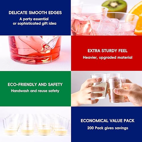 Vista 28 de JOLLY CHEF Vasos de plástico desechables transparentes de 9 onzas, paquete de 100 vasos de plástico transparente, vasos de fiesta resistentes, vasos