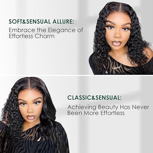 Miniatura 8 de Pelucas de encaje frontal HD de 13 x 4 pulgadas, pelucas de cabello humano corto rizado Bob para mujeres negras, peluca de encaje frontal mojada y