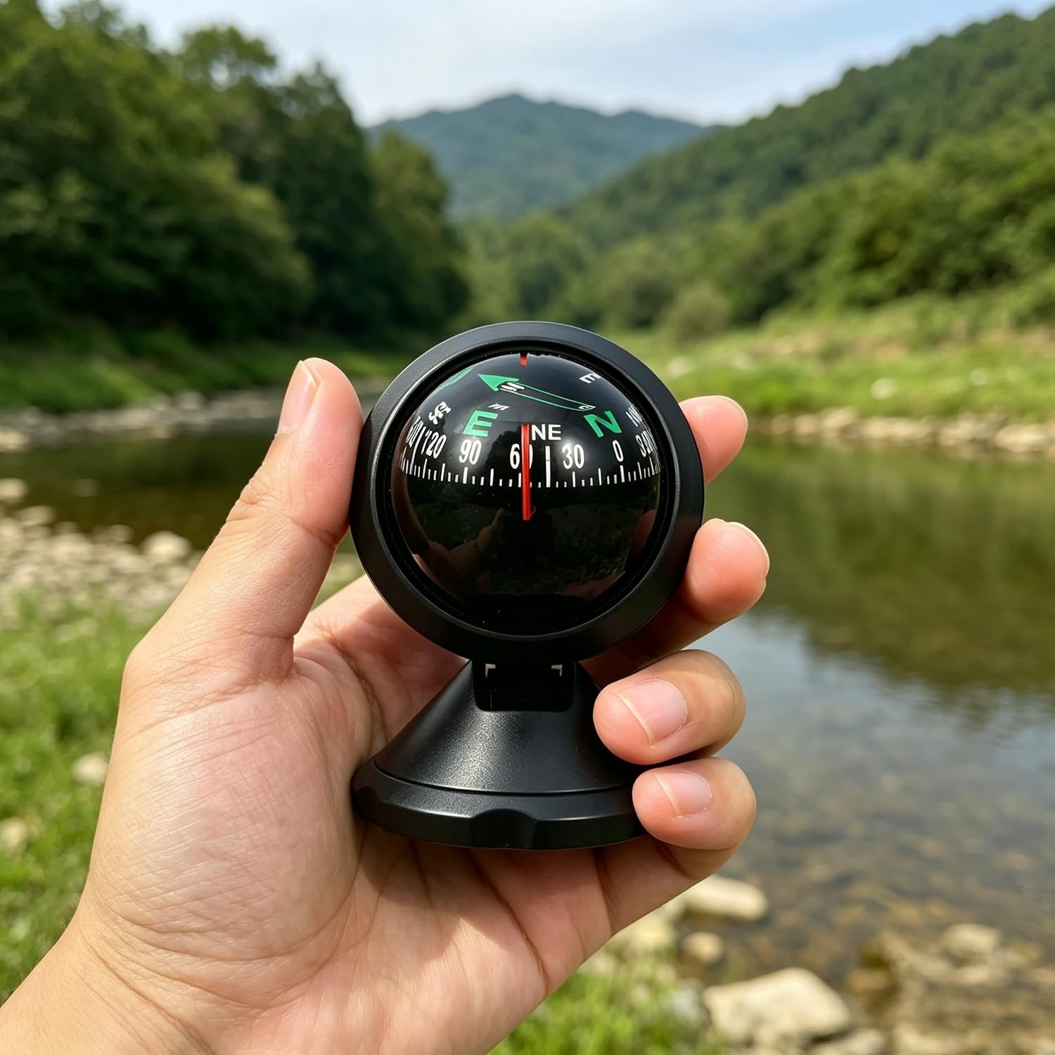 Automotive Compass, Adjustable Car Compass Ball with Bottom Stick for Find Direction,Universal Car Accessories for Boat Car Truck SUV