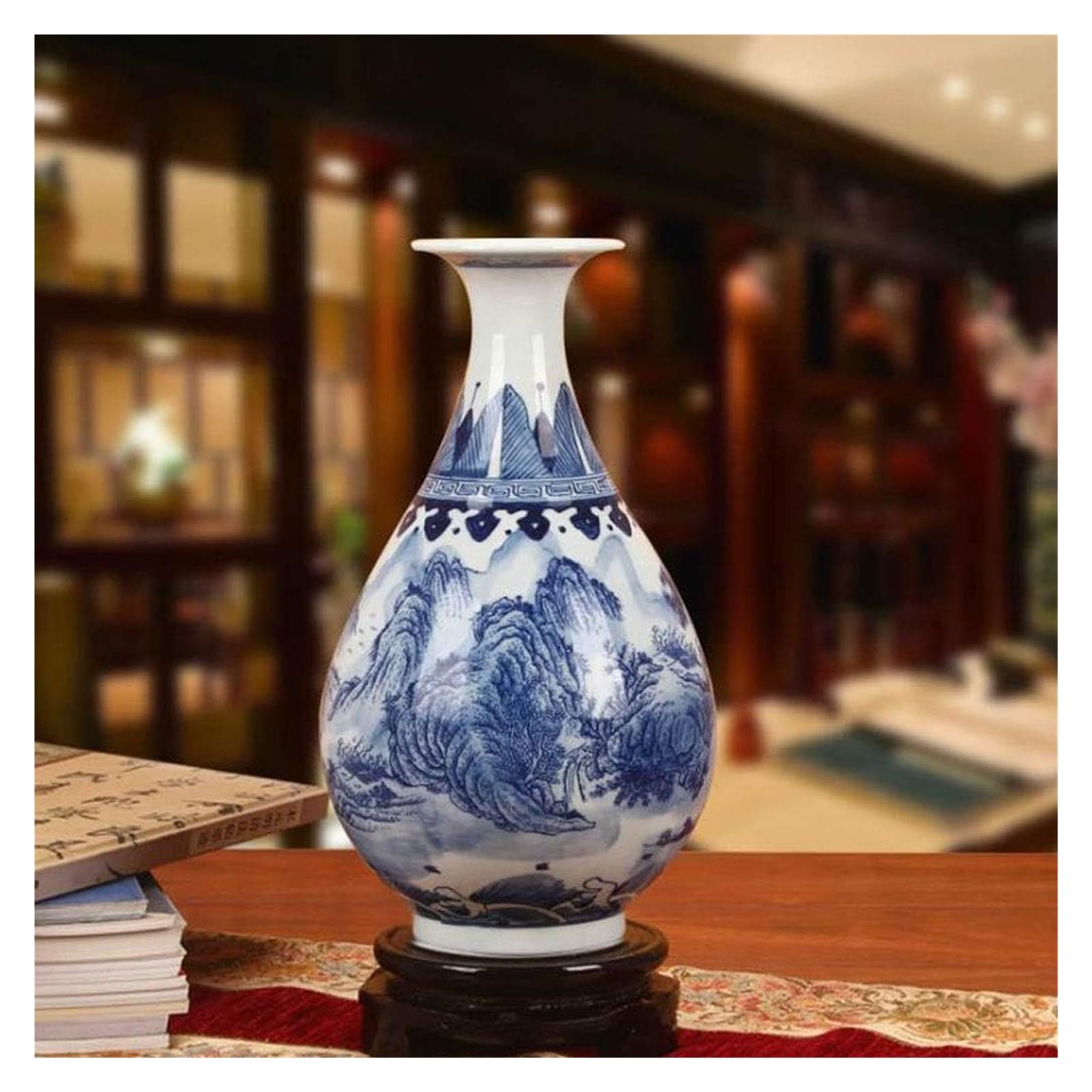 Vase Desktop Ancient Chinese Palace Ornaments Landscape Flower Beautiful Decoration Jingdezhen Antique Outdoor for Flowers