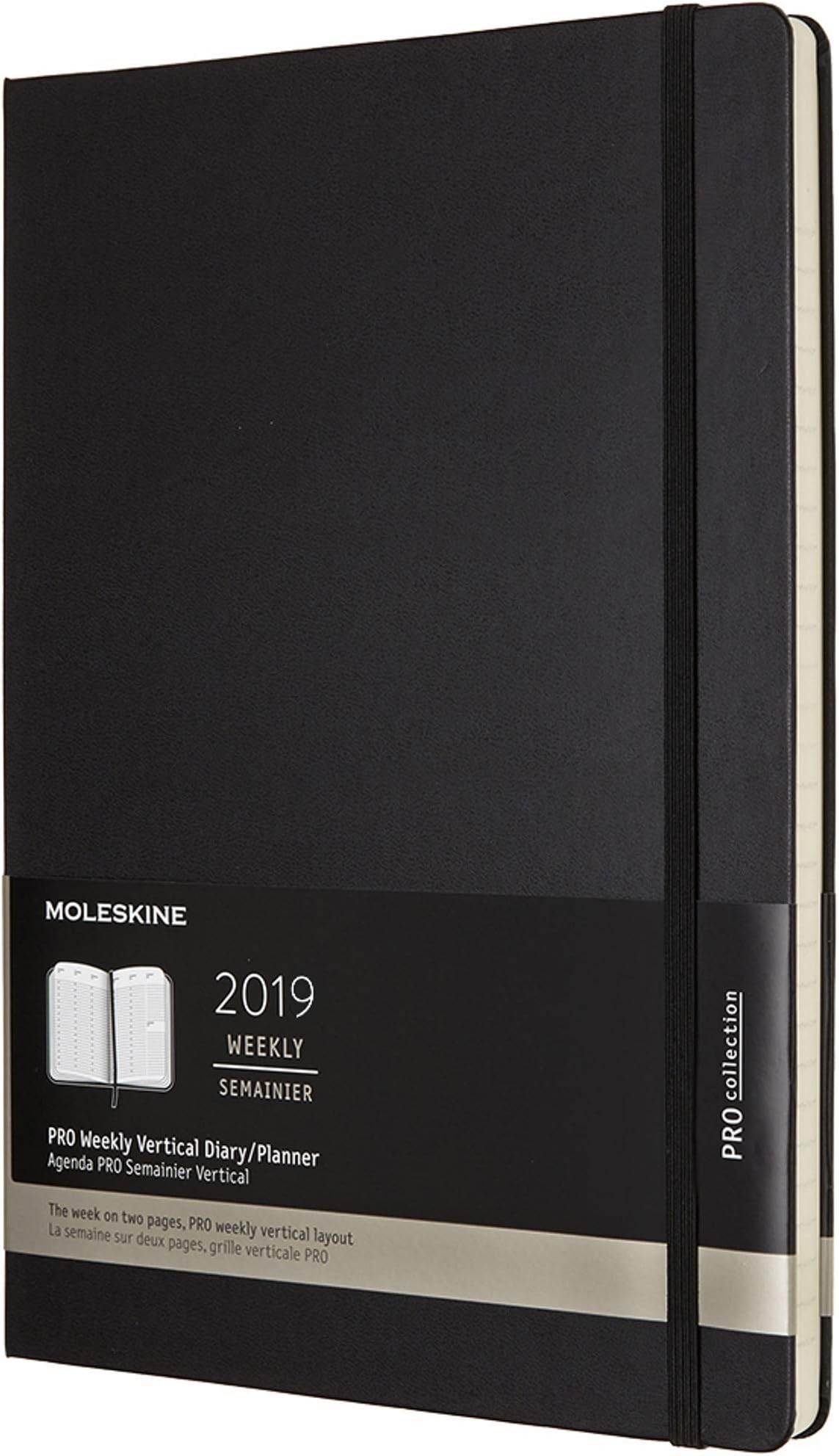 Moleskine PRO 12 Month 2019 Weekly Planner, Hard Cover, A4 (8.25" x 11.75") Black