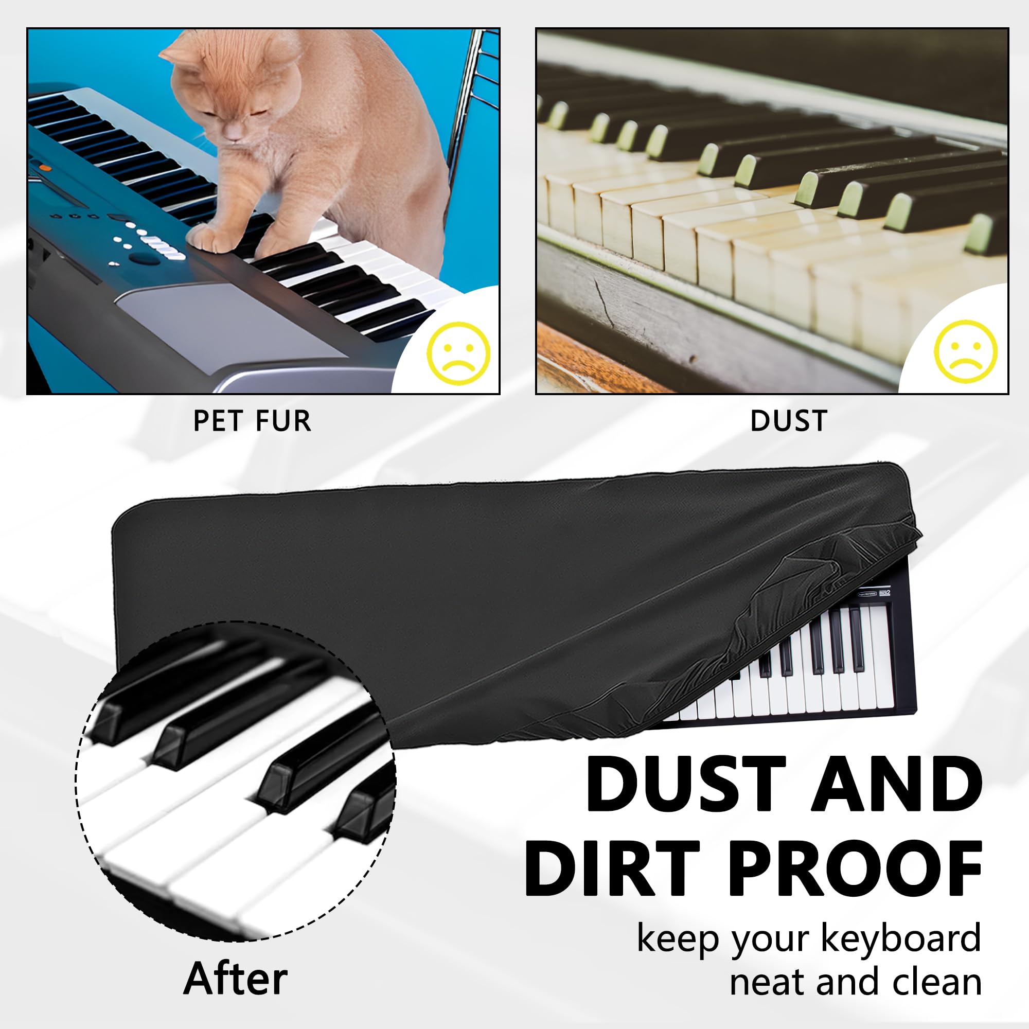 Musiin 61 keys piano keyboard dust cover, compatible with Roland V-COMBO VR-09-B, FA-06, Nord Wave 2 - Image 3