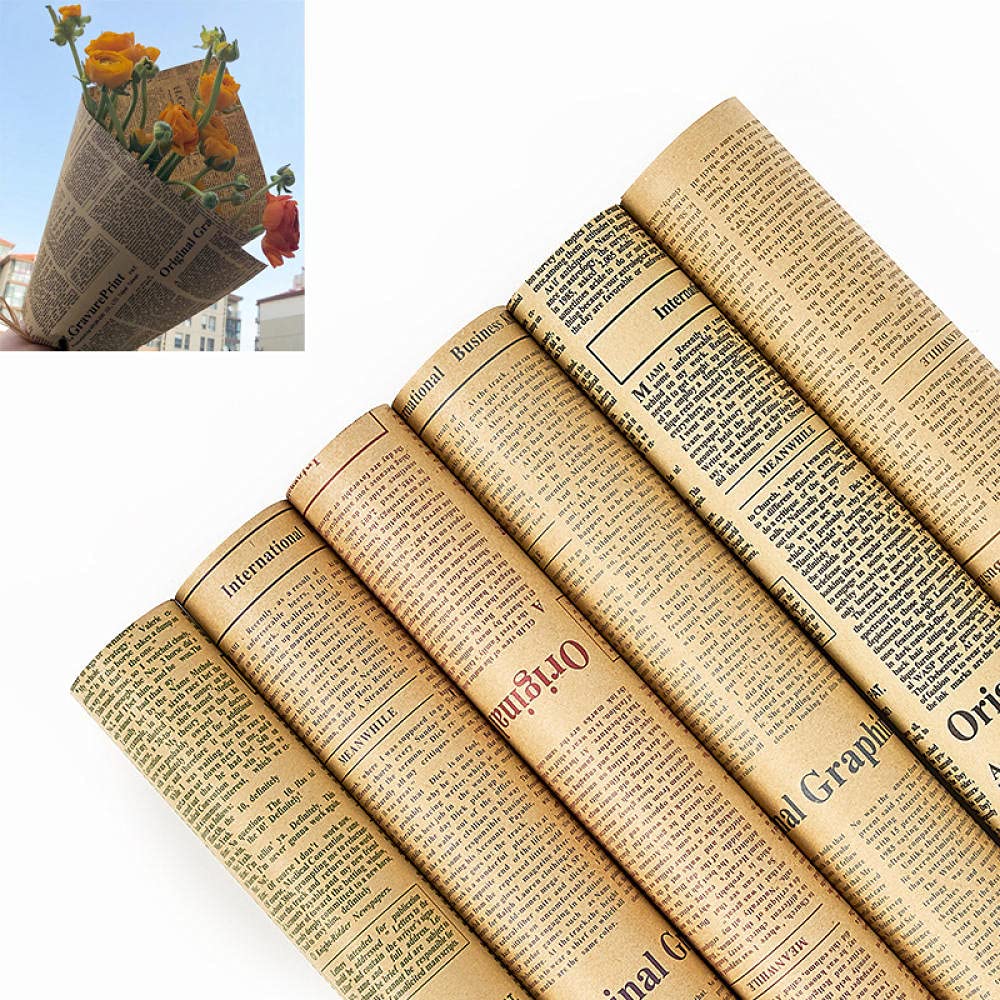 Papier Do Pakowania Prezentów Papier Do Pakowania Prezentów50 * 70 Cm 5 Sztuk/Zestaw Kraft Retro Wrapper Flower Wrapper Papier Papier Papieru Papieru Zawijającego-6A