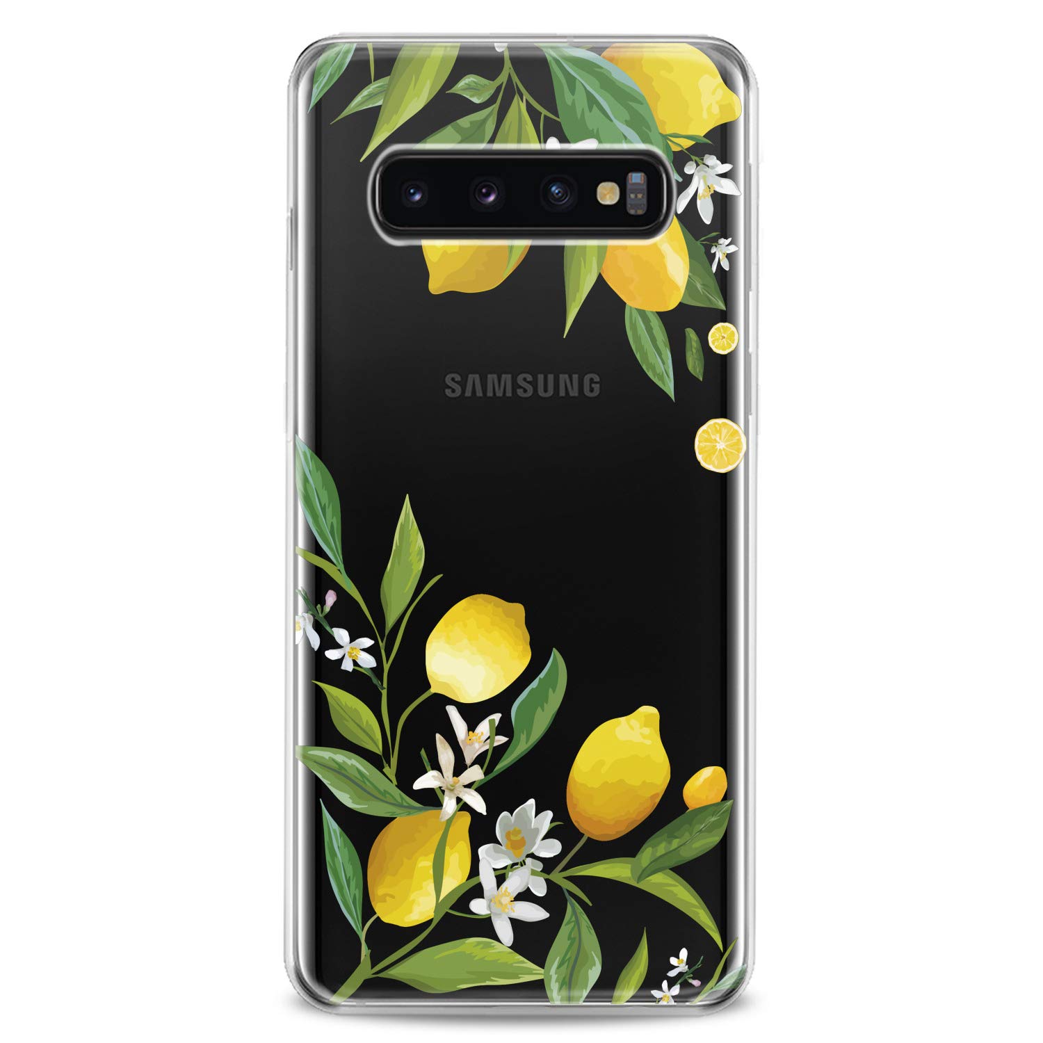 Cavka Case Compatible with Samsung S23 S22 Plus S21 FE Ultra S20+ S10 Note 20 5G S10e S9 Slim fit Pattern Phone Fruits Tropical Flexible Silicone Print Blossom Yellow Design Lemon Cute Clear Citrus