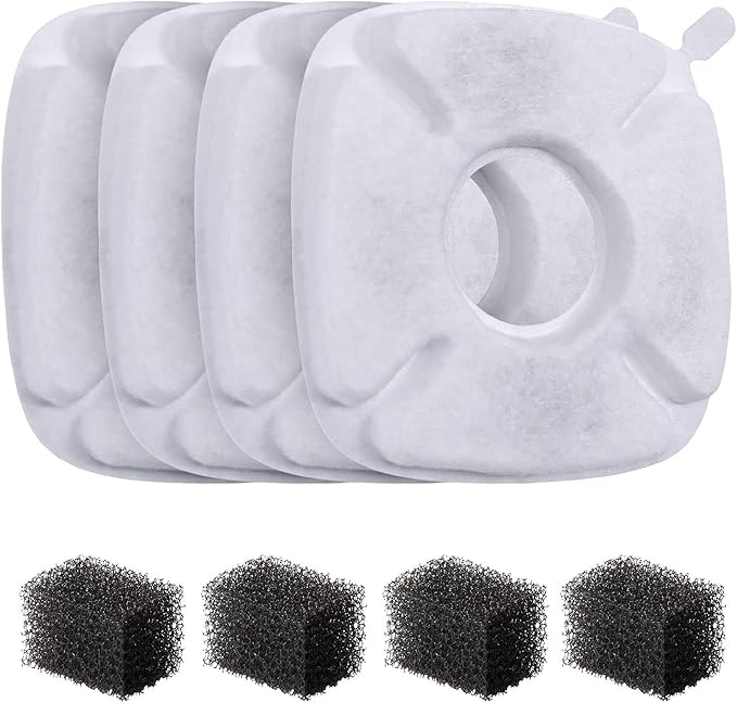 Pet Supplies Veken 4 Pack Replacement Filters & 4 Pack Replacement PreFilter Sponges for 67oz