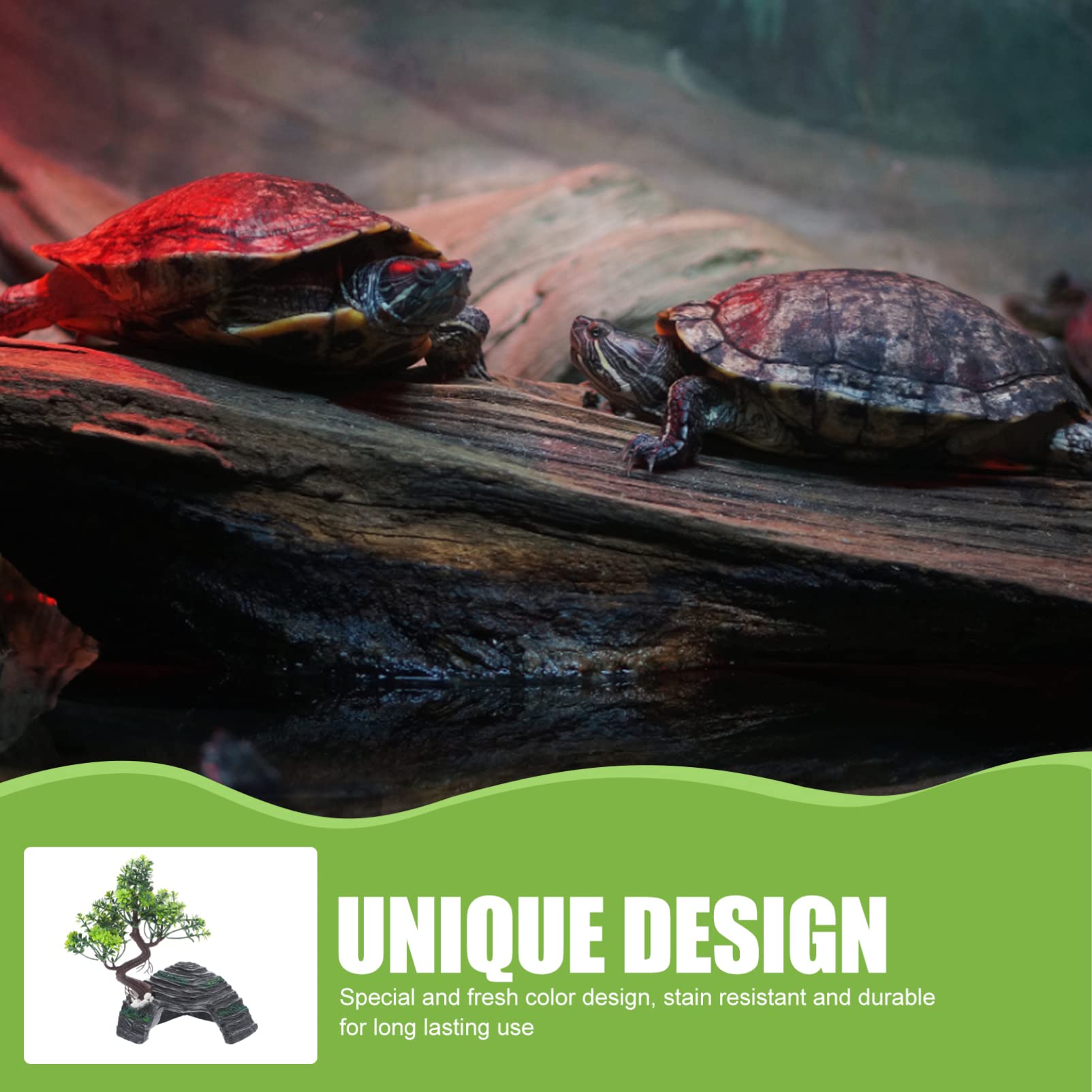 POPETPOP Escondite de Roca Simulado para Cueva de Reptiles Decoración de Terrario de Resina Escondite de Reptiles para Cueva y Árbol para Terrario