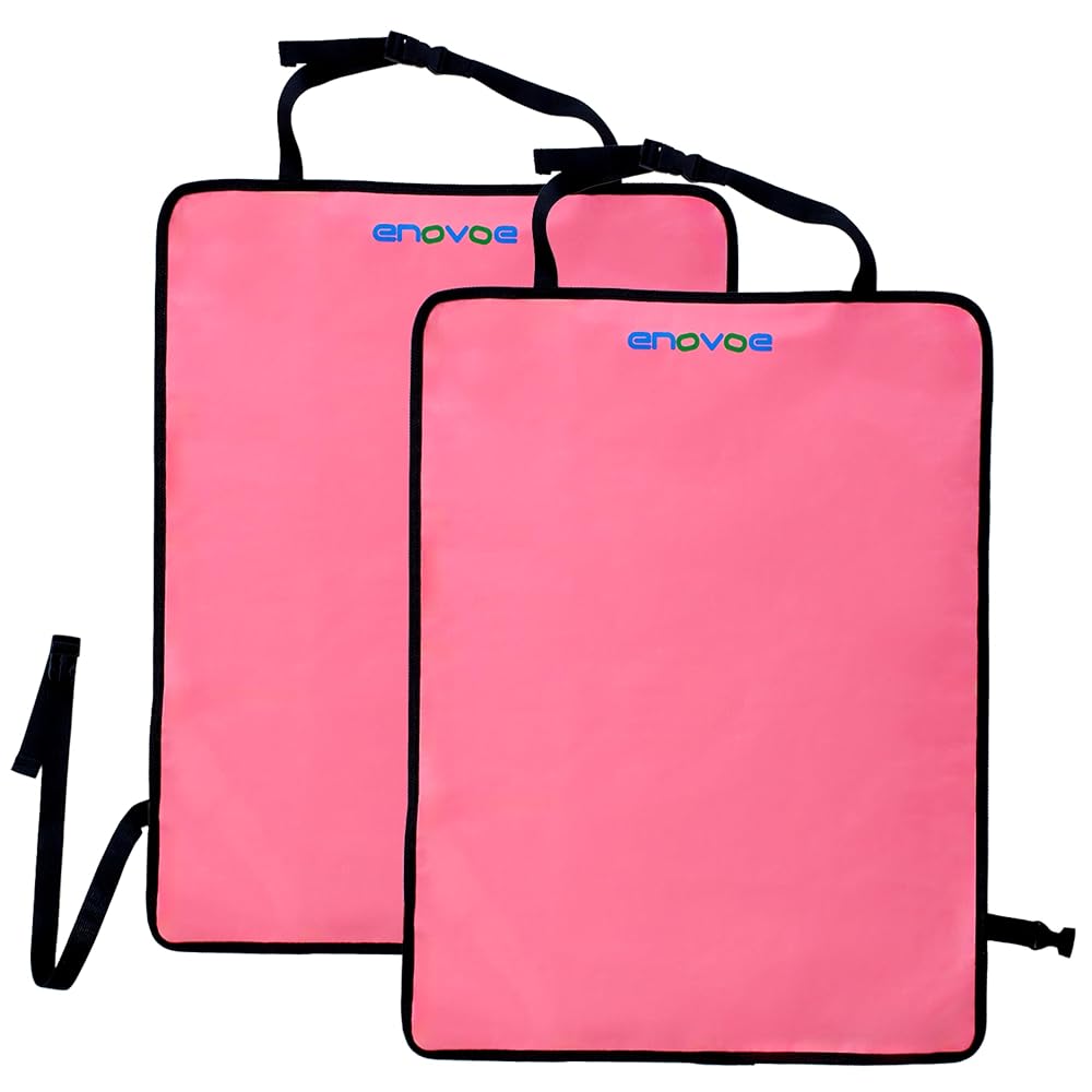 Enovoe Kick Mats - Set of 2 - Back of Seat Protector for Kids Feet - Car Seat Back Protector - Shields from Dirt and Scuffs - Durable Material - 16.8x32.8inch - Pink - Kick Mats Back Seat Protector