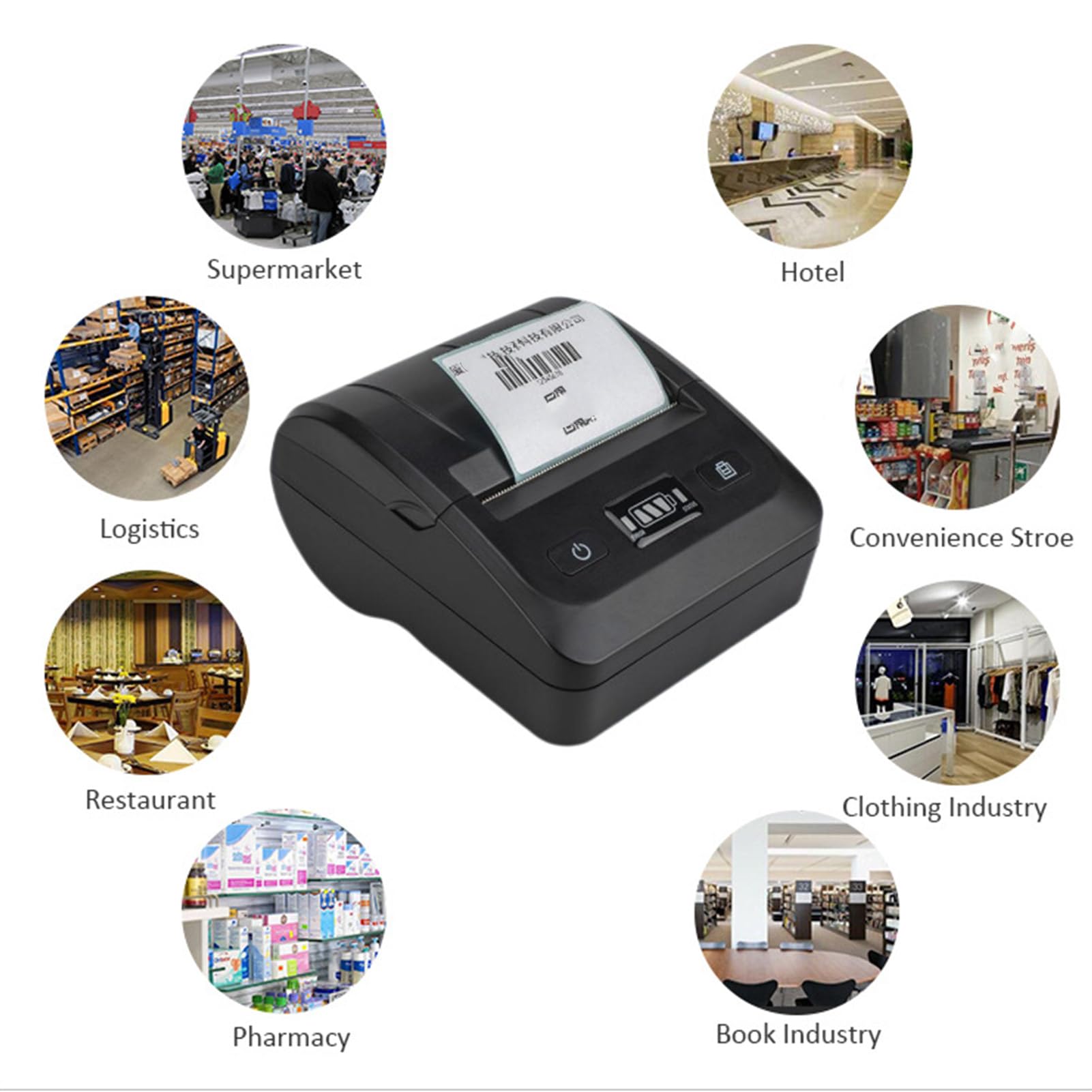 Termiczna Drukarka pokwitowań Bluetooth, Drukarka Termiczna 80 Mm, Obsługa ESC POS, Drukowanie z dużą prędkością, Drukarka pokwitowań Bill POS, Drukarka Etykiet Wysyłkowych, dla