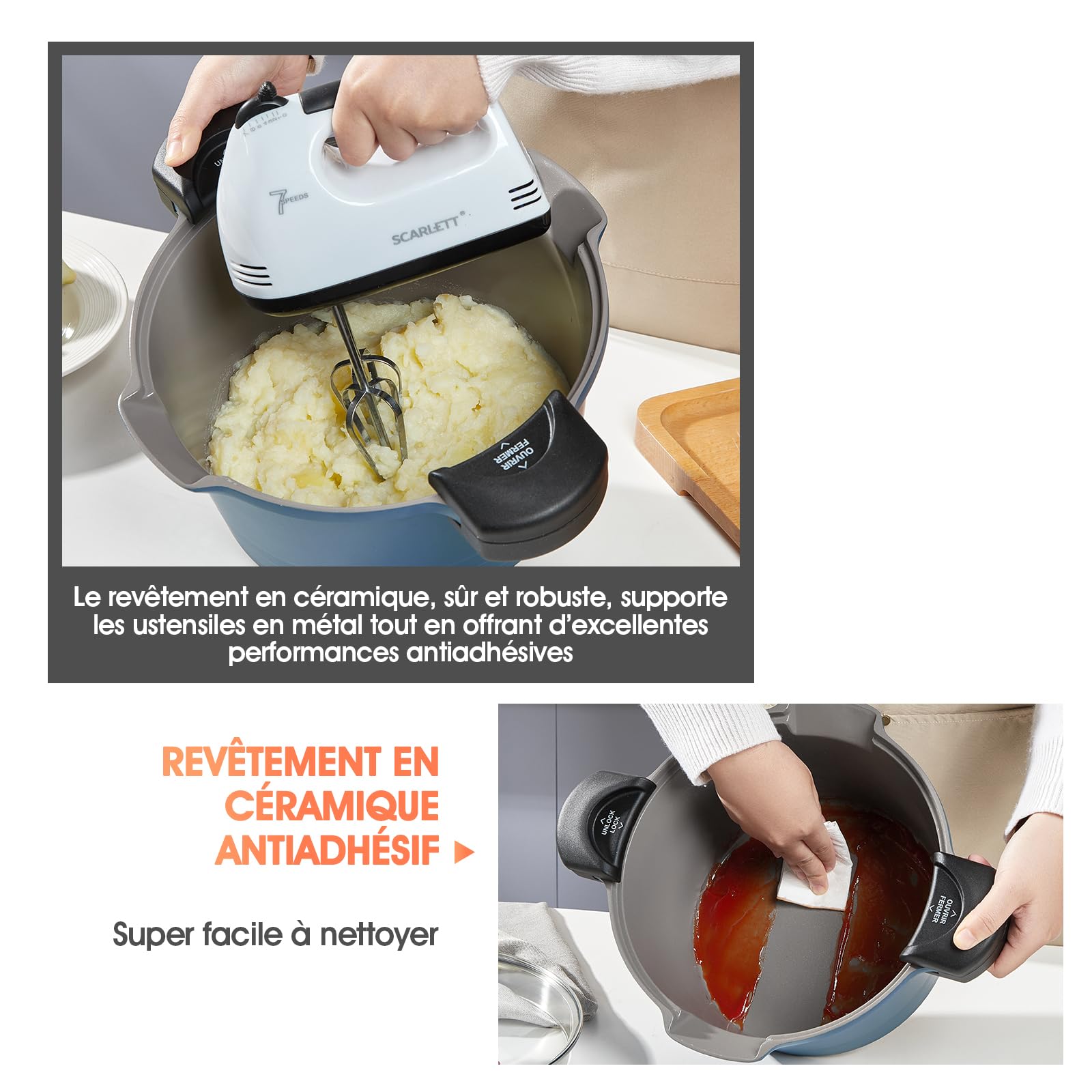 ROSSETTO Cuiseur à pâtes 24 cm 4,5L casserole induction, Revêtement Anti-Adhérent céramique, Faitout Marmite Fonte Aluminium tout feux, Couvercle en Verre, Bleu