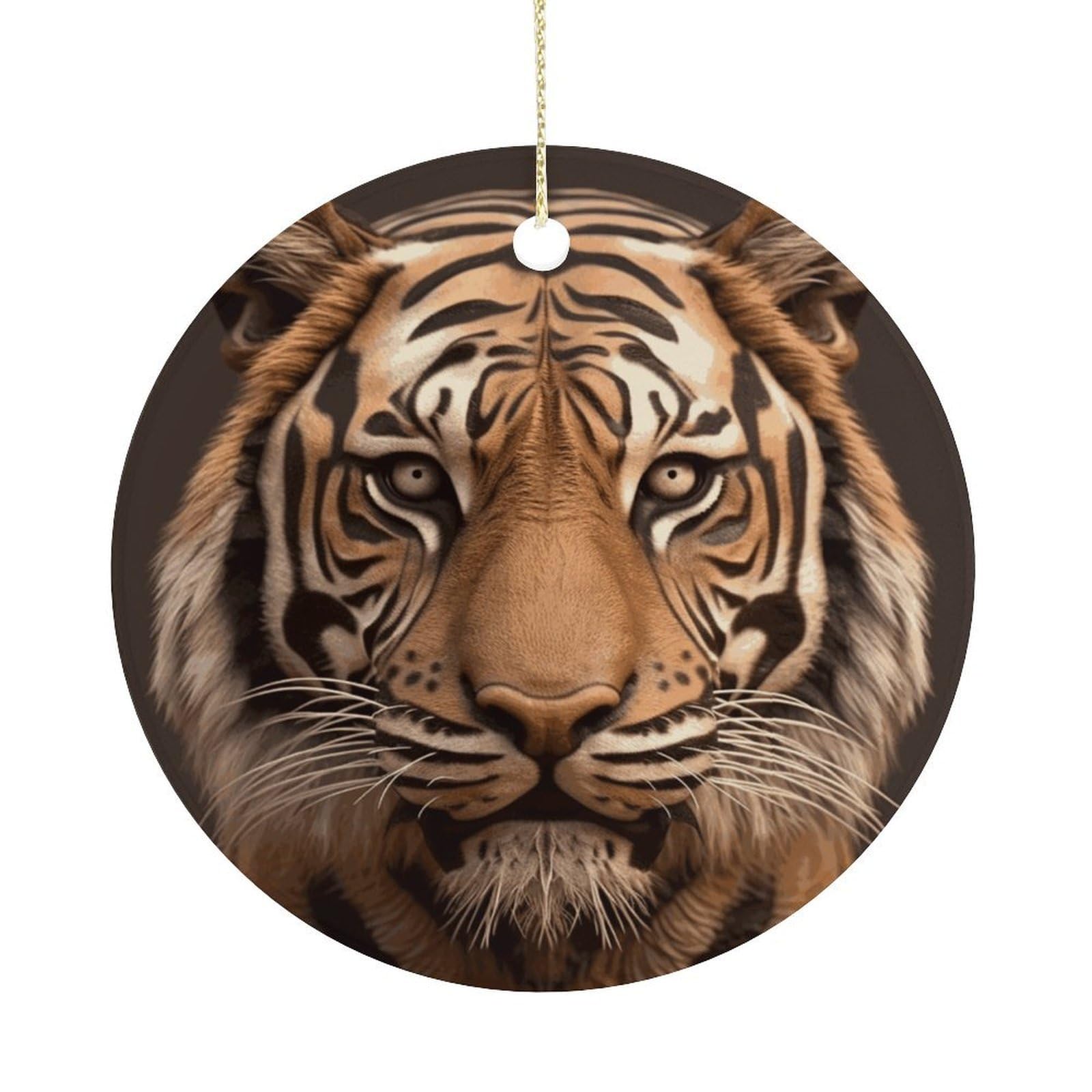 Tiger Head Christmas Ornaments Colorful Round Ceramic Ornament Christmas Hanging Decor Christmas Tree Decorations Xmas Keepsake for Women Men Xmas Holiday Party