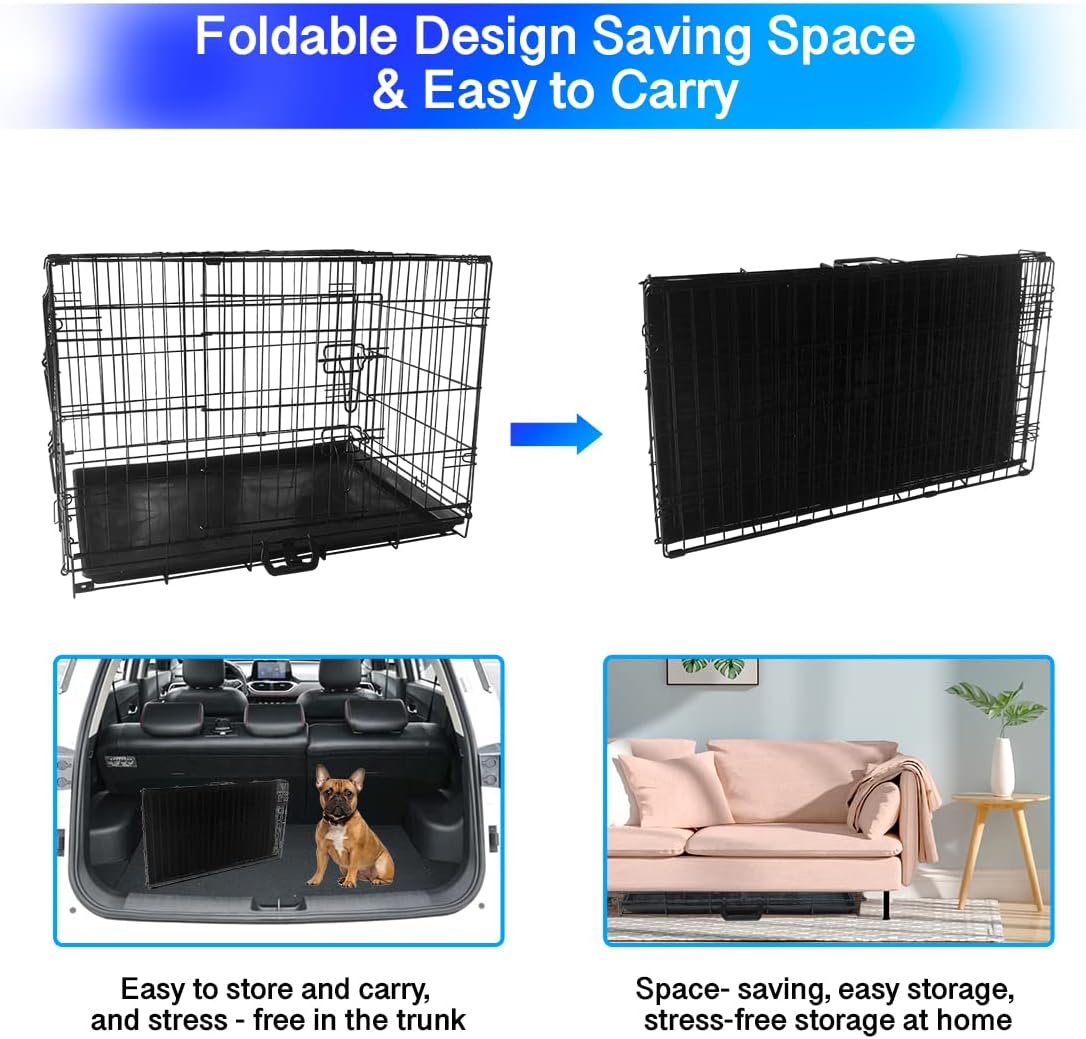 Medium Dog Crate, Medium Size Dog Crate Dog Kennel and Crate for Large Dogs with Double Door, Removable Tray,Handle, Signzworld 36 inch Dog Crate,Dog Crate for Medium Dogs Foldable Dog Kennel(36 inch)