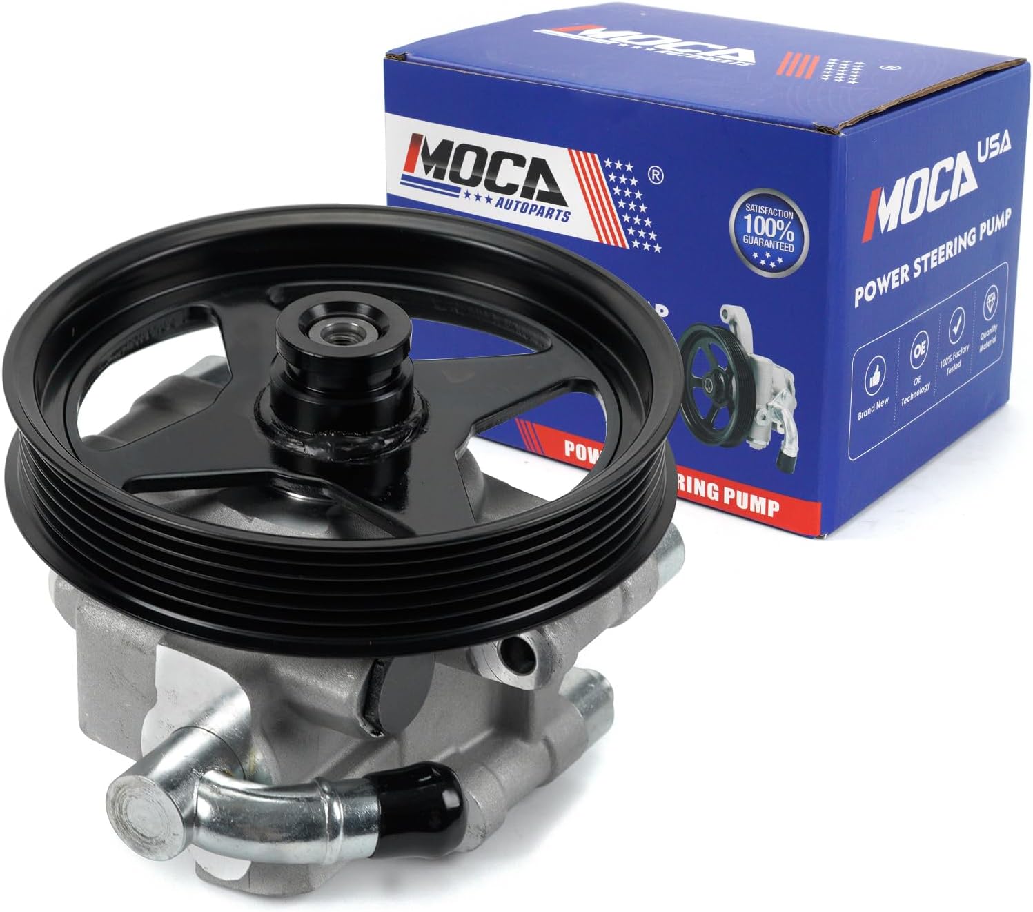 MOCA 20-312P1 Power Steering Pump with Pulley Fit 2005-2008 for Ford F-150 4.6L 5.4L, 2004-2007 Lobo 5.4L, 2003-2006 for Ford Expedition 5.4L, 2006-2008 for Lincoln Mark LT, 2003-2005 Navigator 5.4L