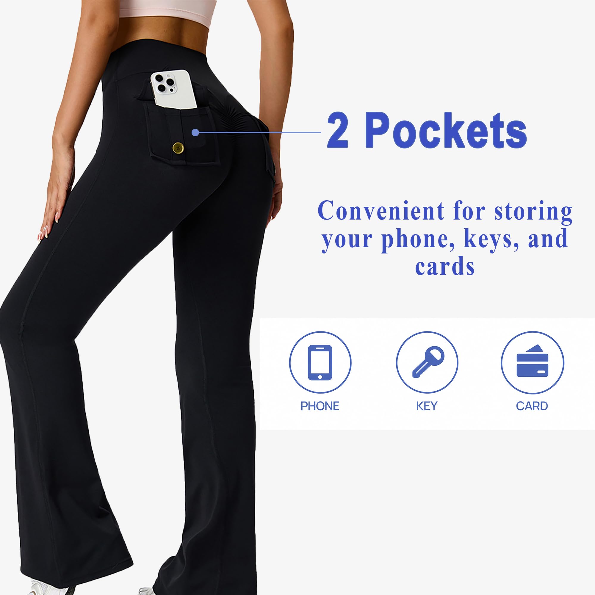 Pantalones de yoga para mujer, pantalones de deporte acampanados, cintura alta, con bolsillos, pantalones de deporte, para el tiempo libre, pantalones de jazz