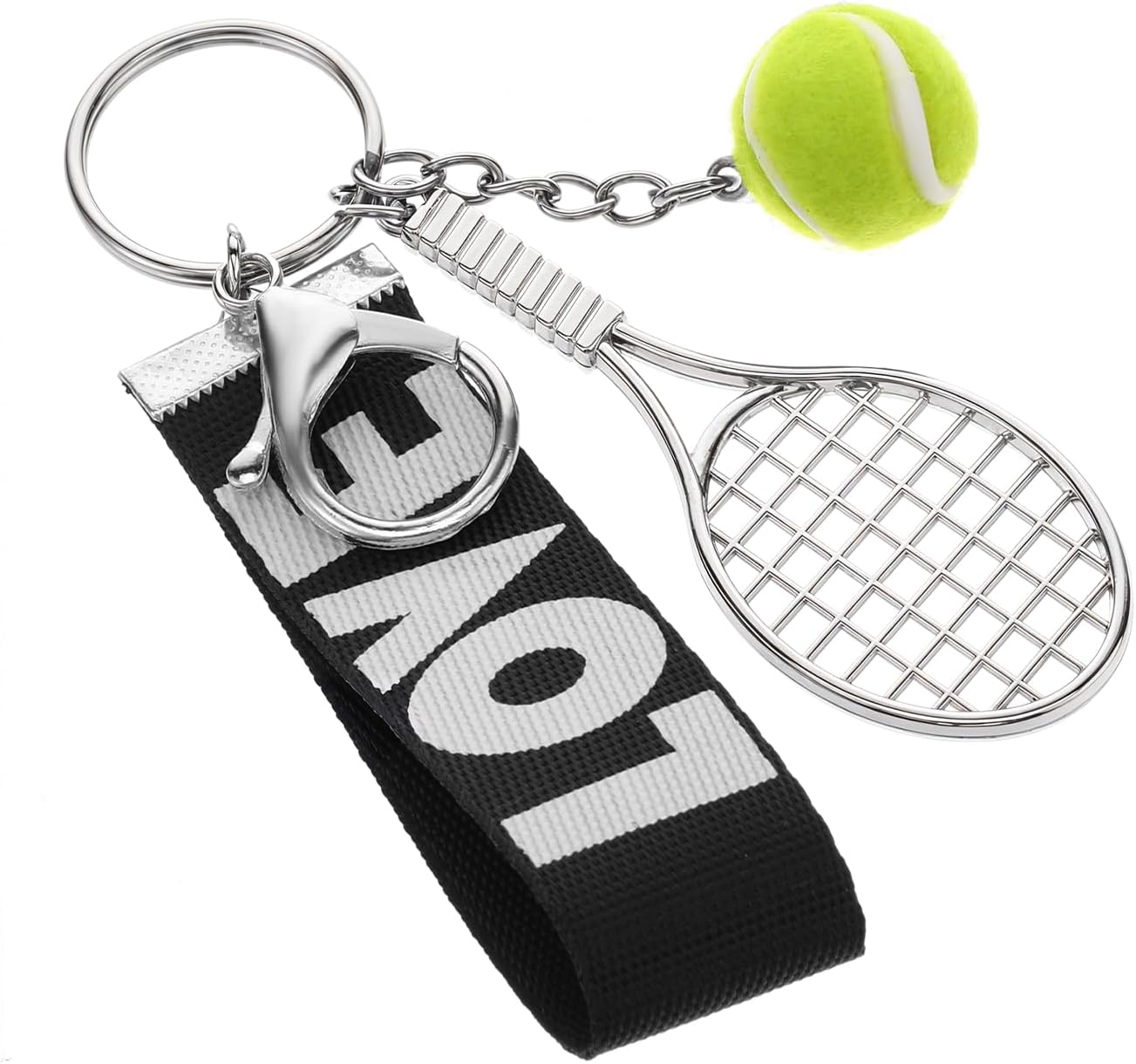 Tennis Keychain, Color Mini Tennis Racket with Ball Keychain Key Ring ...