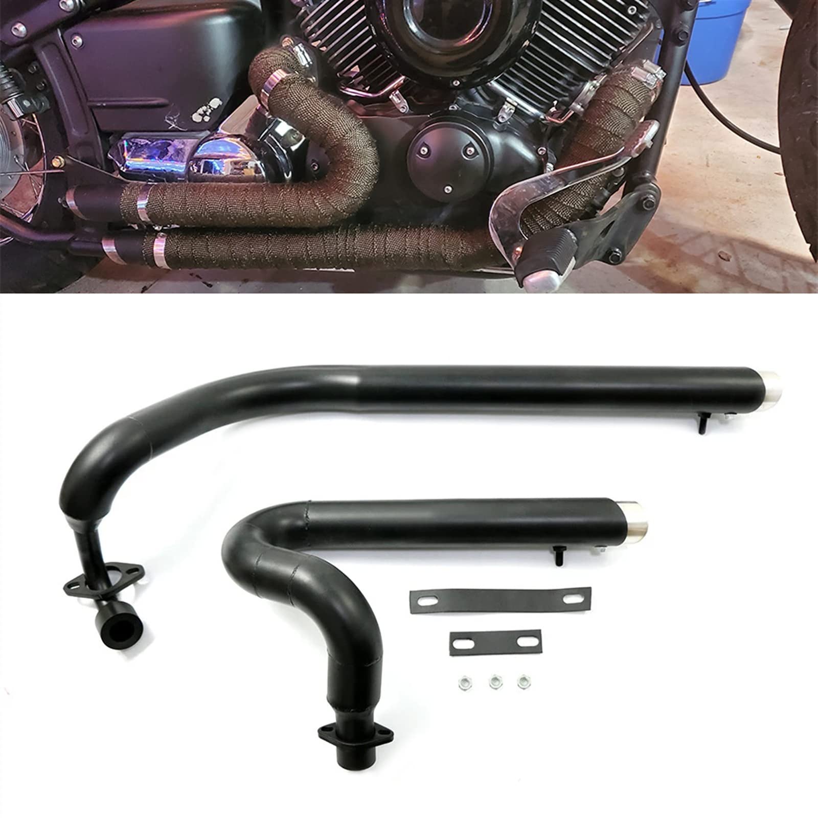 Motocicleta para Yamaha Drag Star V-Star 650 DS650 XVS650 XVS400 650A Tubo De Escape con Silenciador Accesorios Extraíbles
