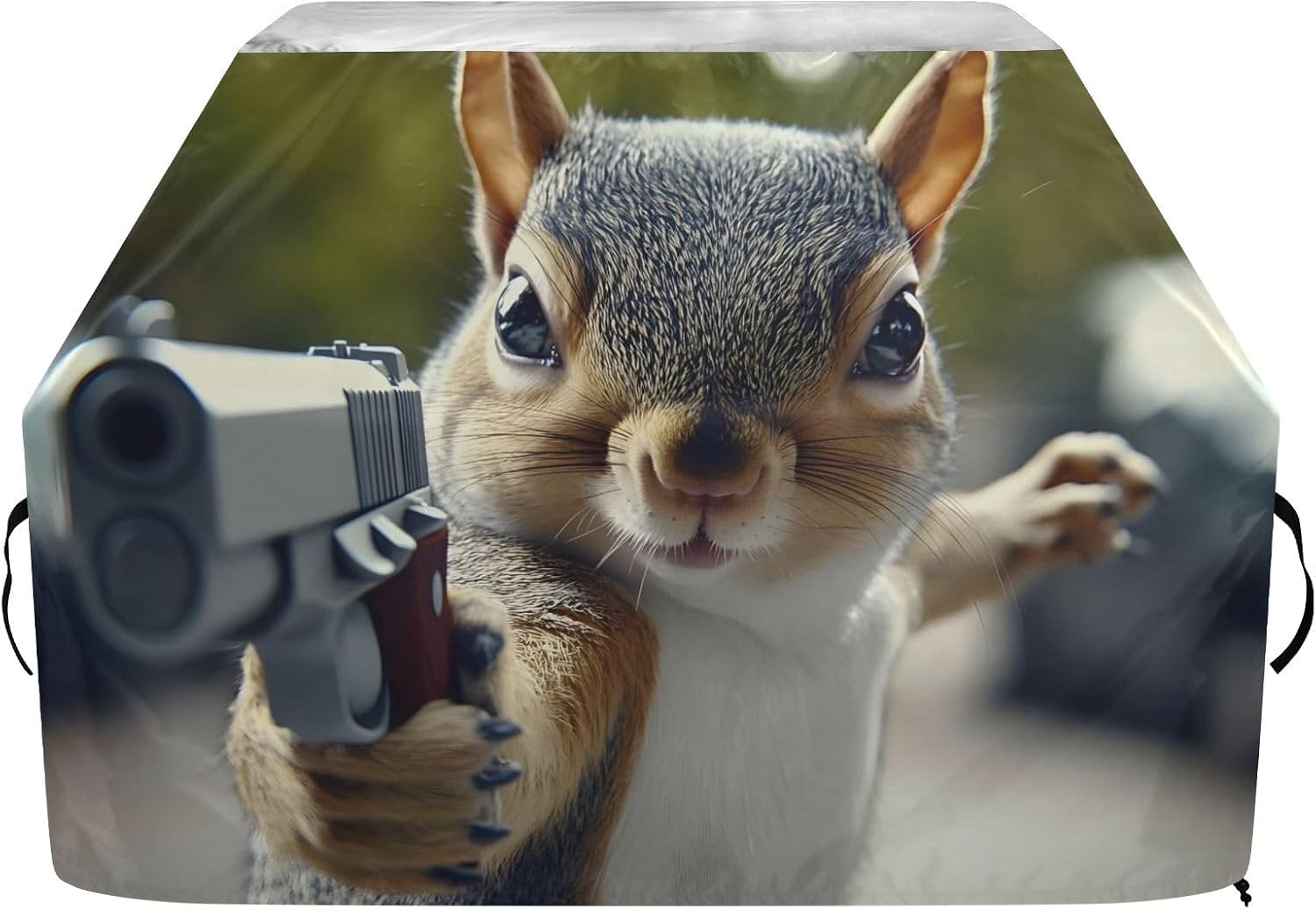 Grill Cover Squirrel Funny Pose, 65” BBQ Gas Grill Cover for Outdoor Grill – Fashion Design, Waterproof, Fade Resistant, Anti-UV, Rip-Proof, Adjustable Drawstring