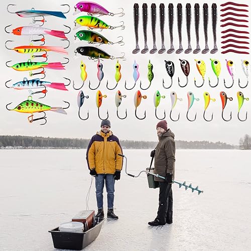 Miniatura 8 de Combo de caña y carrete para pesca en hielo Sougayilang, kit completo de equipo de pesca en hielo, incluye jig de hielo y accesorios para pesca