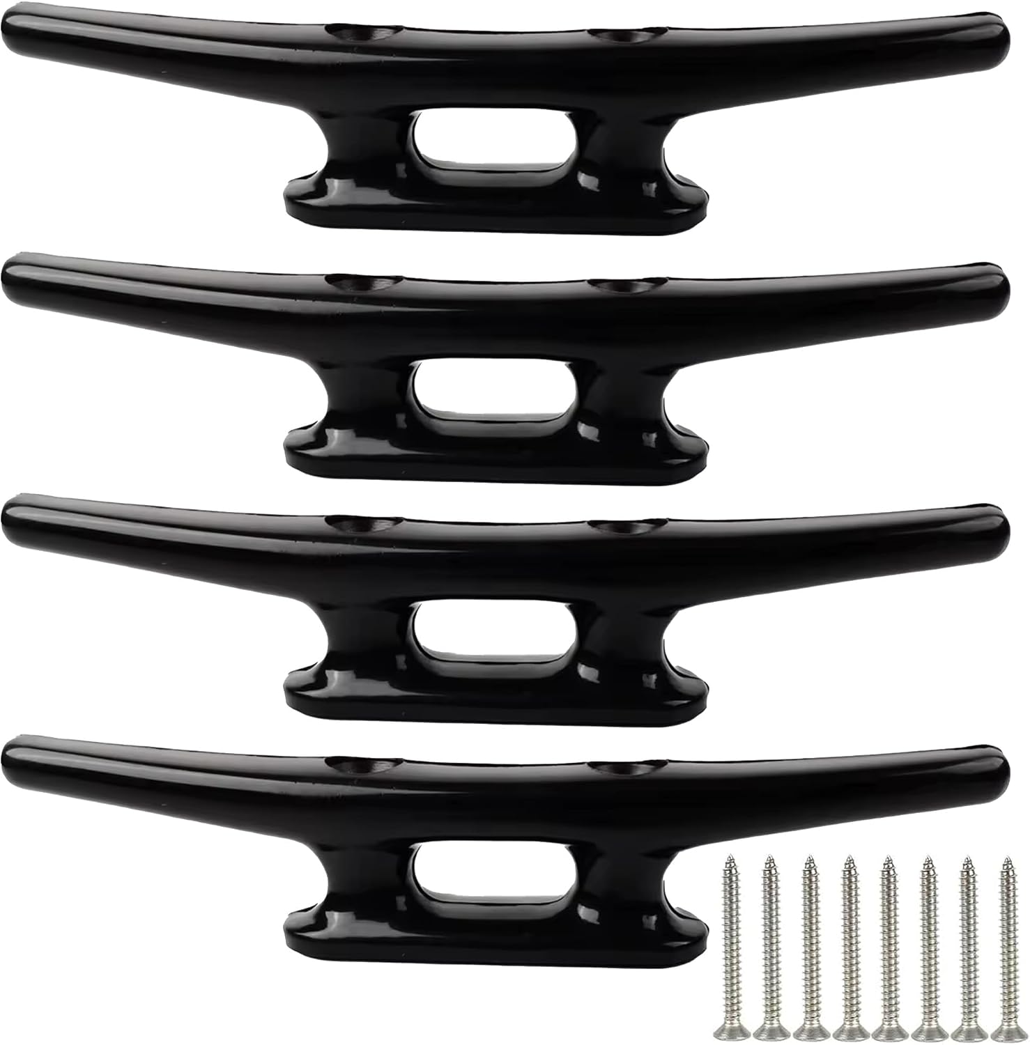 Nylon Boat Cleats Black, 4"/5"/6"/8", Marine Grade Dock Cleats for Rope, Kayak, Mooring, Canoe, Maritime Decor, Tie Down