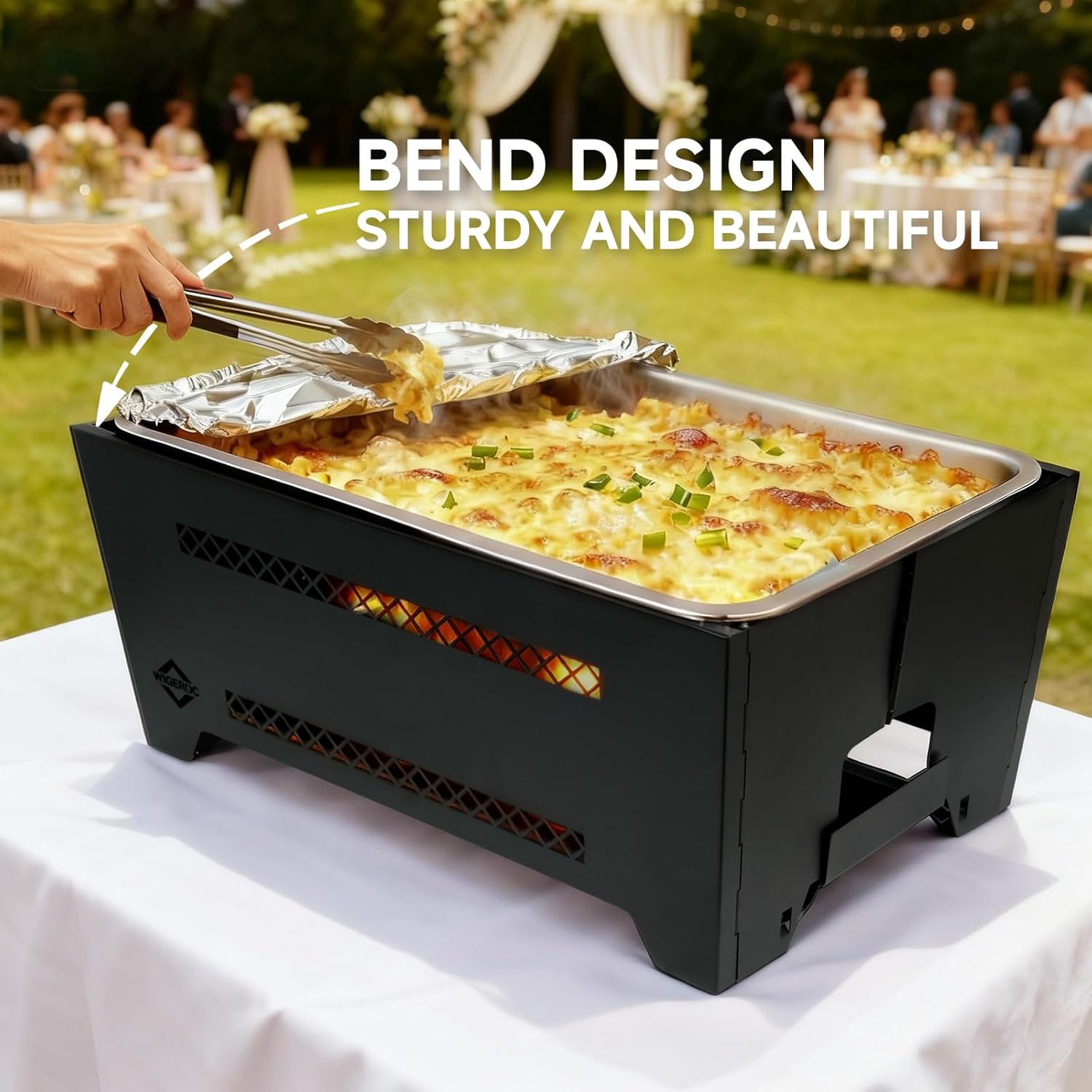 Chafing Racks for Foil Pans,Windproof Food Racks for Party Buffet with Chafing Fuel Drawer,Foldable Food Warmer Rack for Weddings,Camping and Parties 2PCS