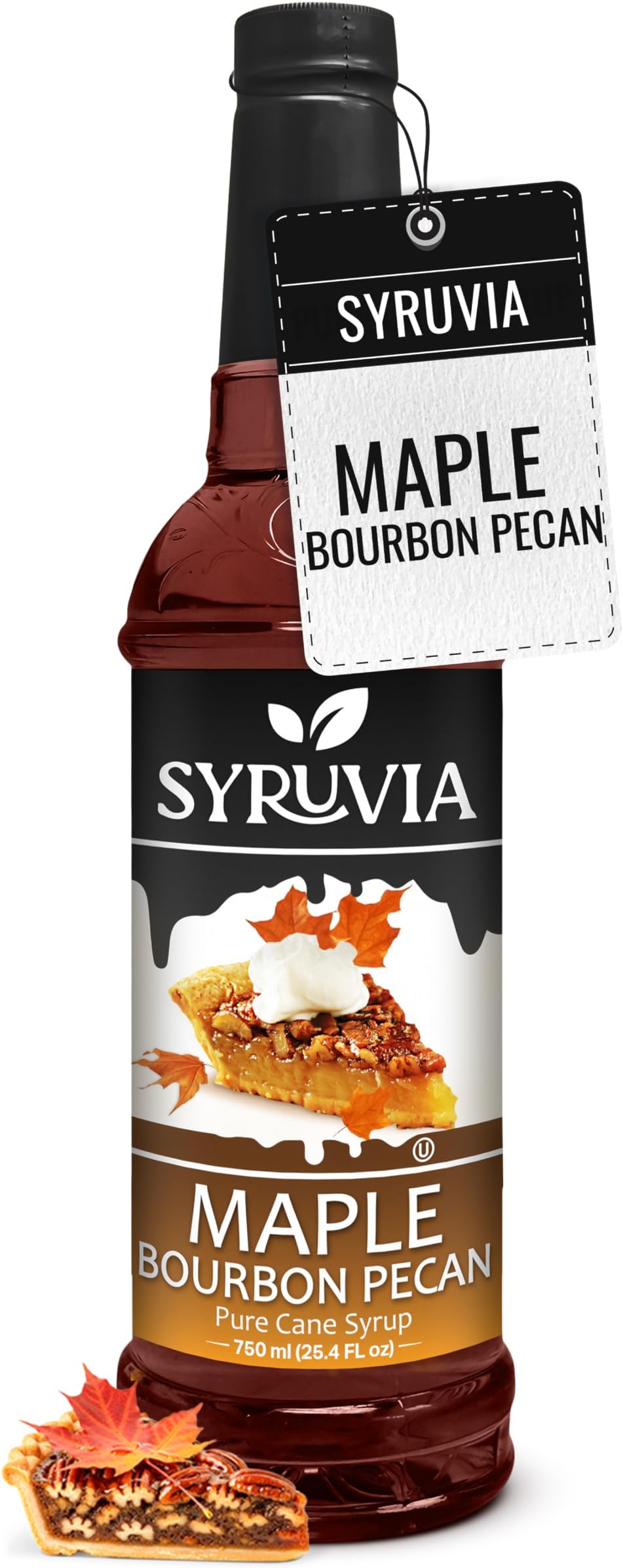 Syruvia Coffee Syrup, Maple Bourbon Pecan Flavored Syrup for Drinks, Lattes, and Desserts โ 25.4 fl oz
