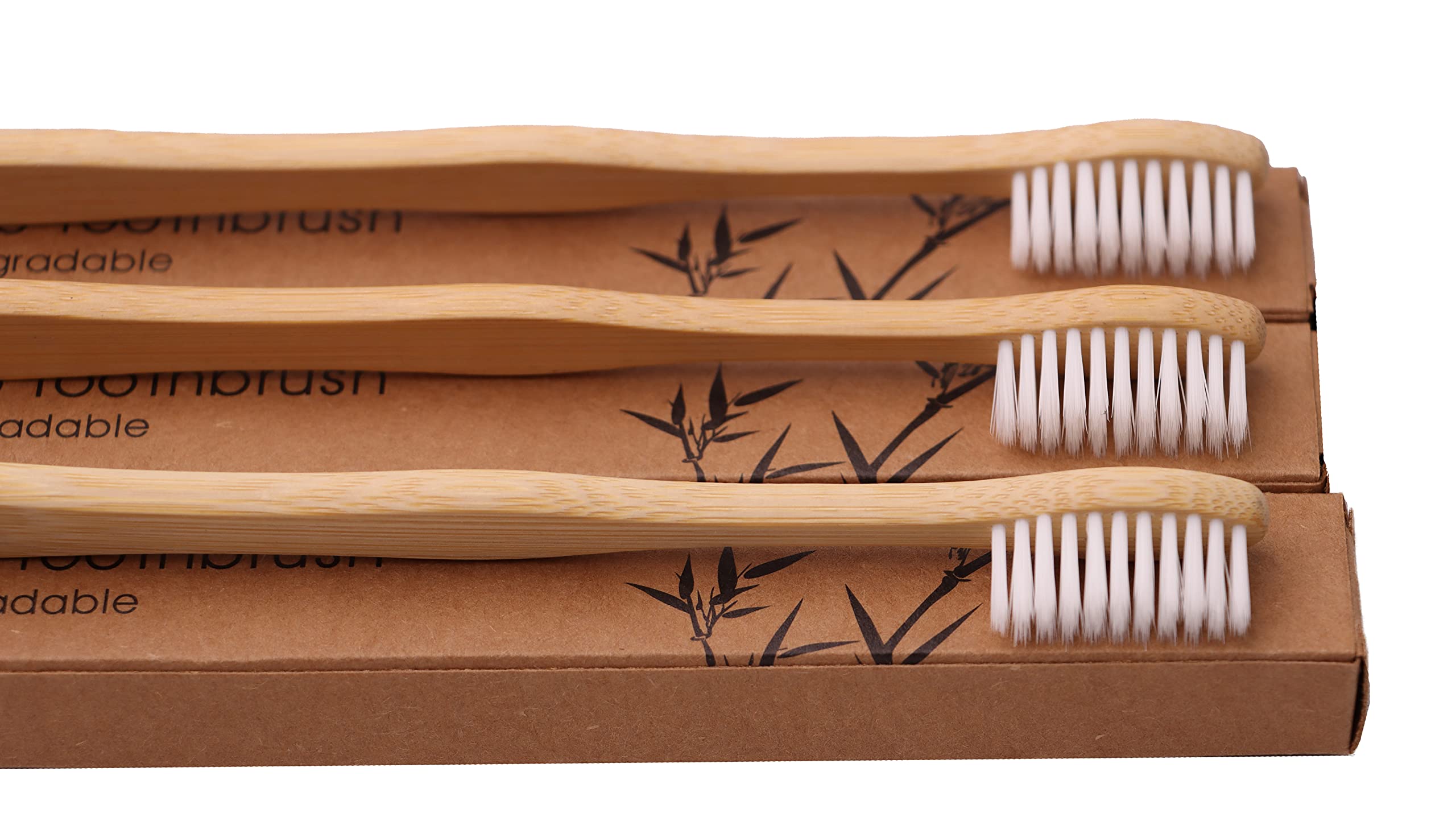 DIVCHI Confezione da 10 spazzolini da Denti in bambù, spazzolini da Denti in Legno, biodegradabili, ecologici, Vegani, Naturali, organici, in Carbone di bambù