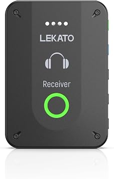 LEKATO Wireless in Ear Monitor System MS-02, Upgraded 2.4G Stereo IEM System Receiver Low Latency, Auto-Pairing,One to More, in-Ear Monitoring for Church,Band,Singer,Stage (Only Receiver)