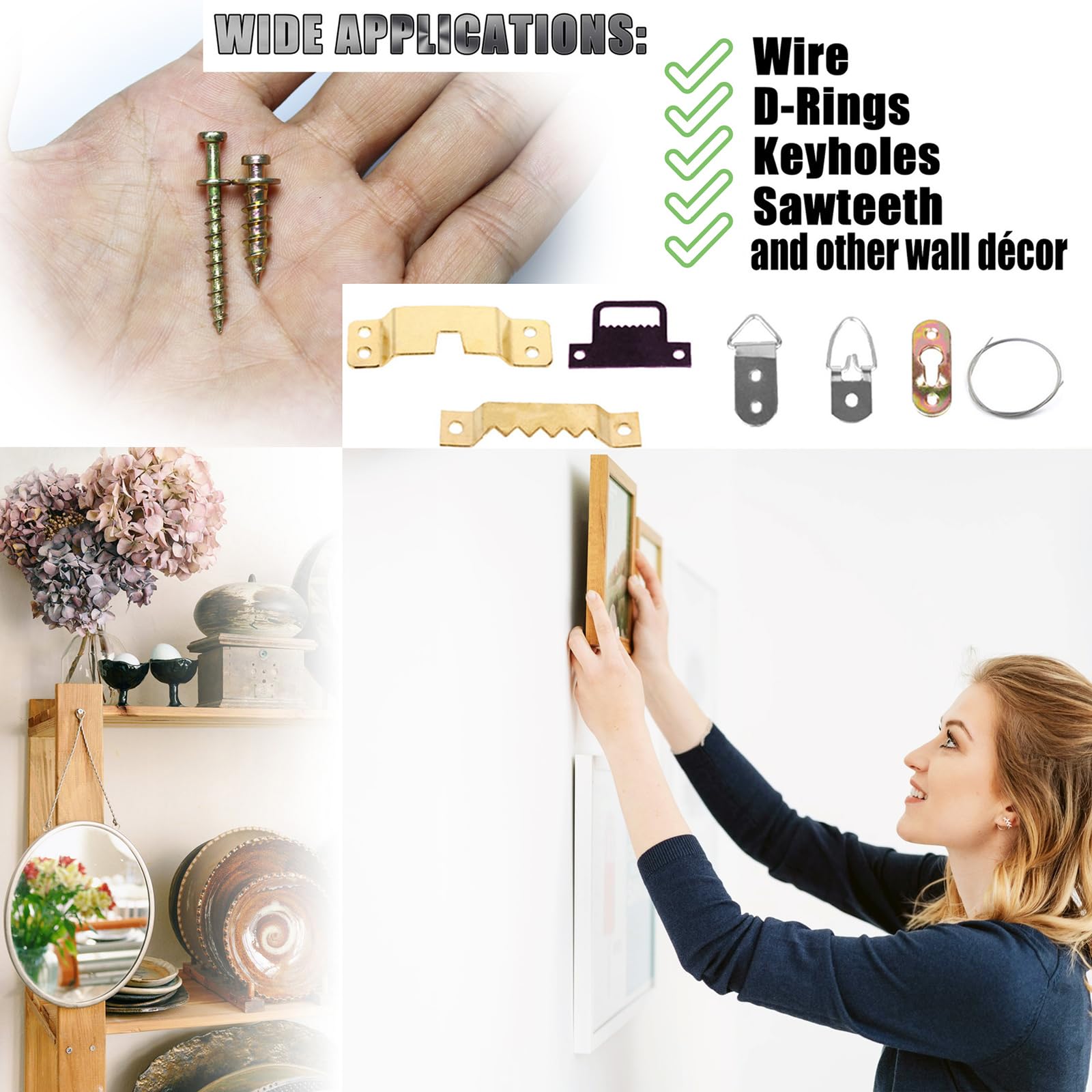 laffeya Picture Hanging Screws, 4-in-1 Bear Claw Screw for Various Framed Items Easy to Use for Hanging Pictures Posters - Image 3