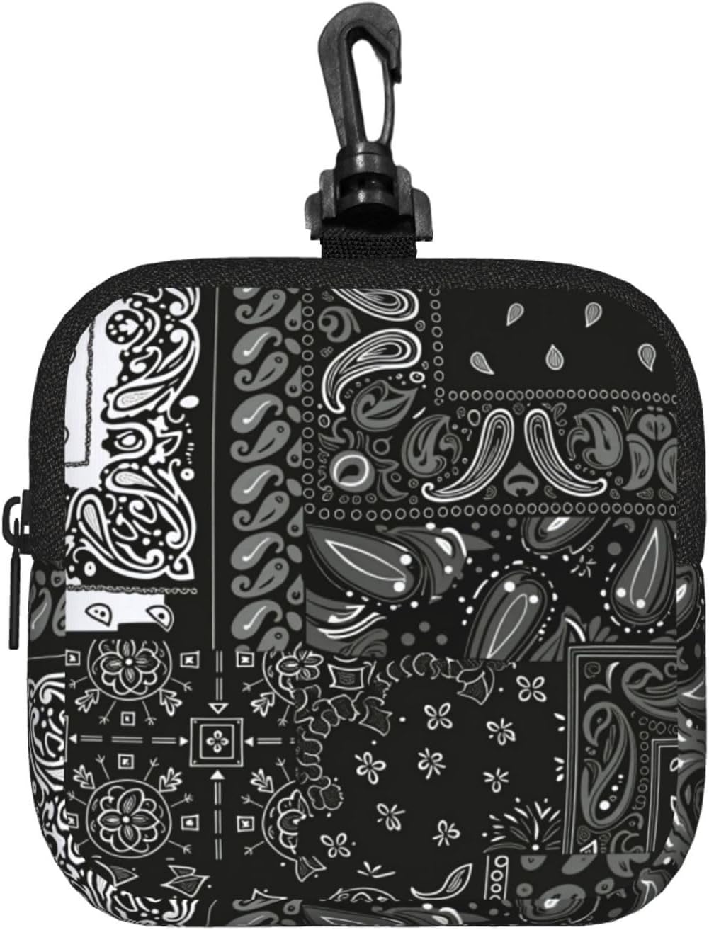 Bandana Collage Portable Travel Storage Bag With Zipper For Women, Lightweight Waterproof Square Cosmetic Case For Daily Use