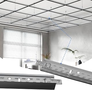 LooYee 24-Pack 12ft (144") Black Galvanized Steel Main Beams Drop Ceiling Grid - Rustproof, Fire-Resistant, Easy Snap-In Install