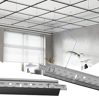 25 PCS 144 Inch Main Beam Cross Tee Drop Ceiling Grid System, 12 Ft Galvanized Steel Rust & Fire Resistance, Ideal for Basement Living Room Garage Kitchen Bathroom Black