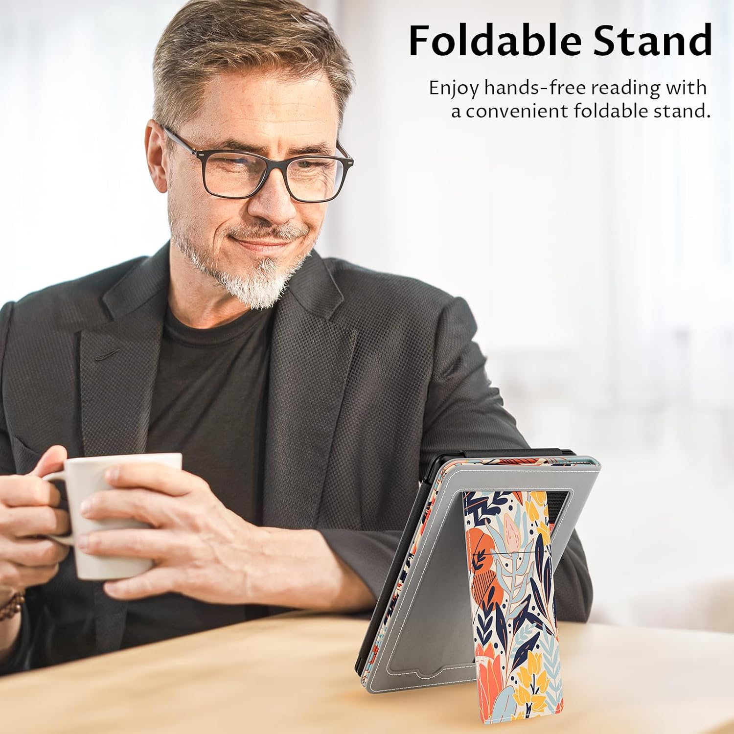 VORI Stand Case for 6" All-New Kindle 11th Generation 2024/2022 Release, Premium PU Leather Protective Sleeve Cover with Hand Strap, Auto Sleep/Wake and Back Cover Adsorption, Protea