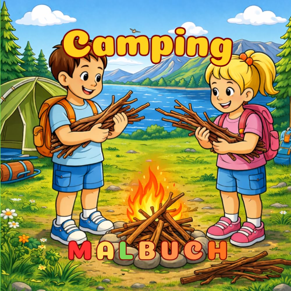 Camping Ausmalbuch für Kinder ab 5 Jahren: Mit Zelten, Lagerfeuer, Waldtieren und einfachen Outdoor-Motiven