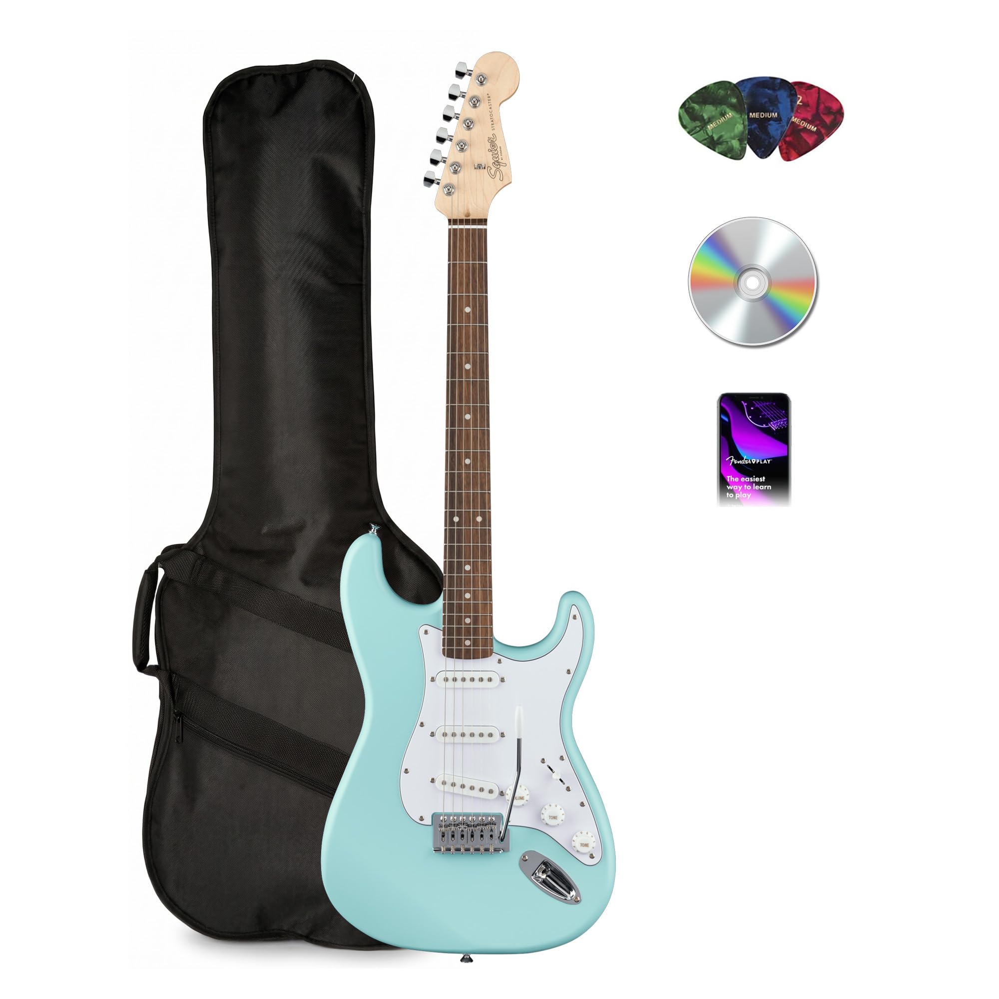 Amazon.com: Fender Squier Stratocaster Electric Guitar - Daphne