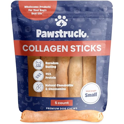 Pawstruck Natural 5-7" Beef Collagen Sticks for Dogs – Long-Lasting Rawhide Alternative, High Protein & Low Fat with Chondroitin & Glucosamine – 5 Pack