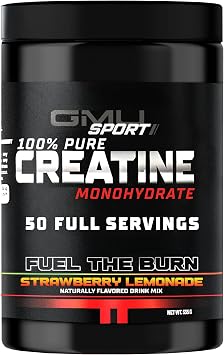 GMU SPORT Creatine Monohydrate Powder Micronized Creatine 5g per Serving, 50 Servings, Flavored Creatine for Strength & Muscle Growth Strawberry Lemonade