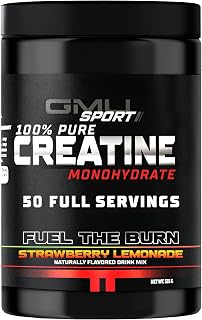 GMU SPORT - Flavored Creatine Monohydrate Powder for Men and Women - Pure Creatine Powder for Muscle Growth, Enhanced Performance and Increased Strength - Creatine Strawberry Lemonade Supplement
